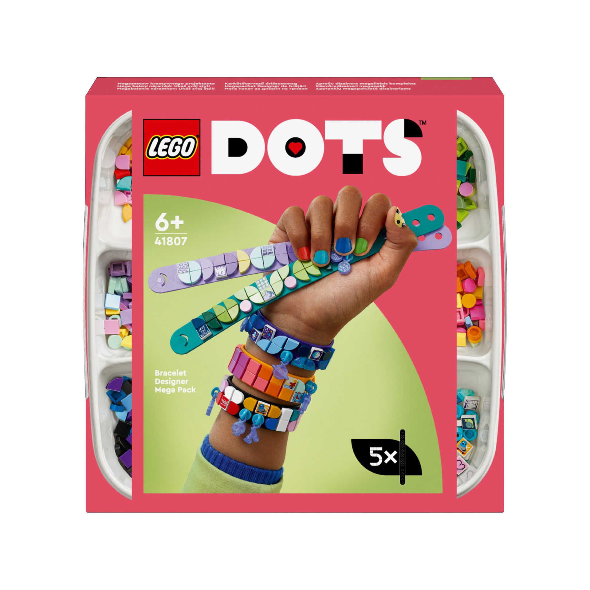 LEGO 41807 DOTS Megapack Designer di Braccialetti, Set 5in1 per Creare Gioielli 41807