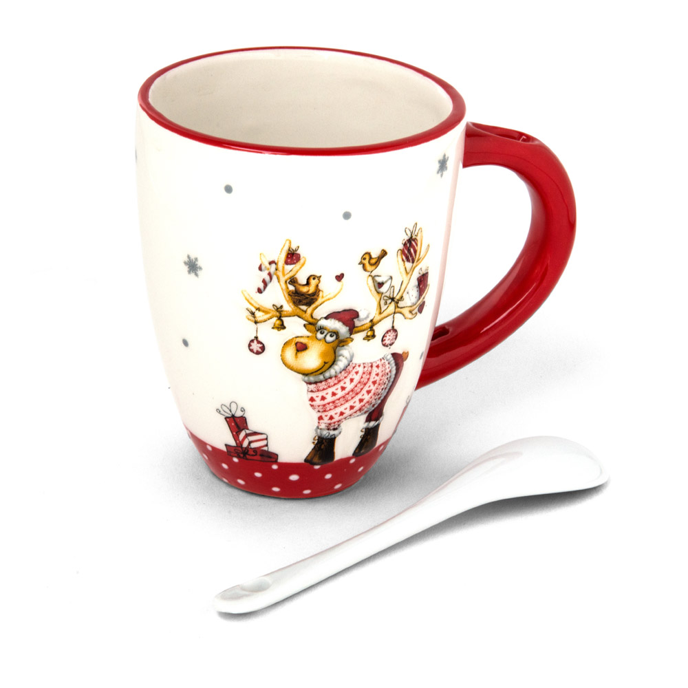 Tazza natalizia con cucchiaio, , large