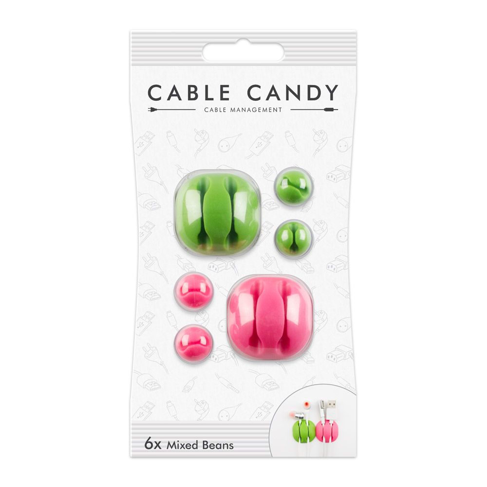 Kit 6 clip reggi cavetto - Colore verde e rosa, verde/rosa, large