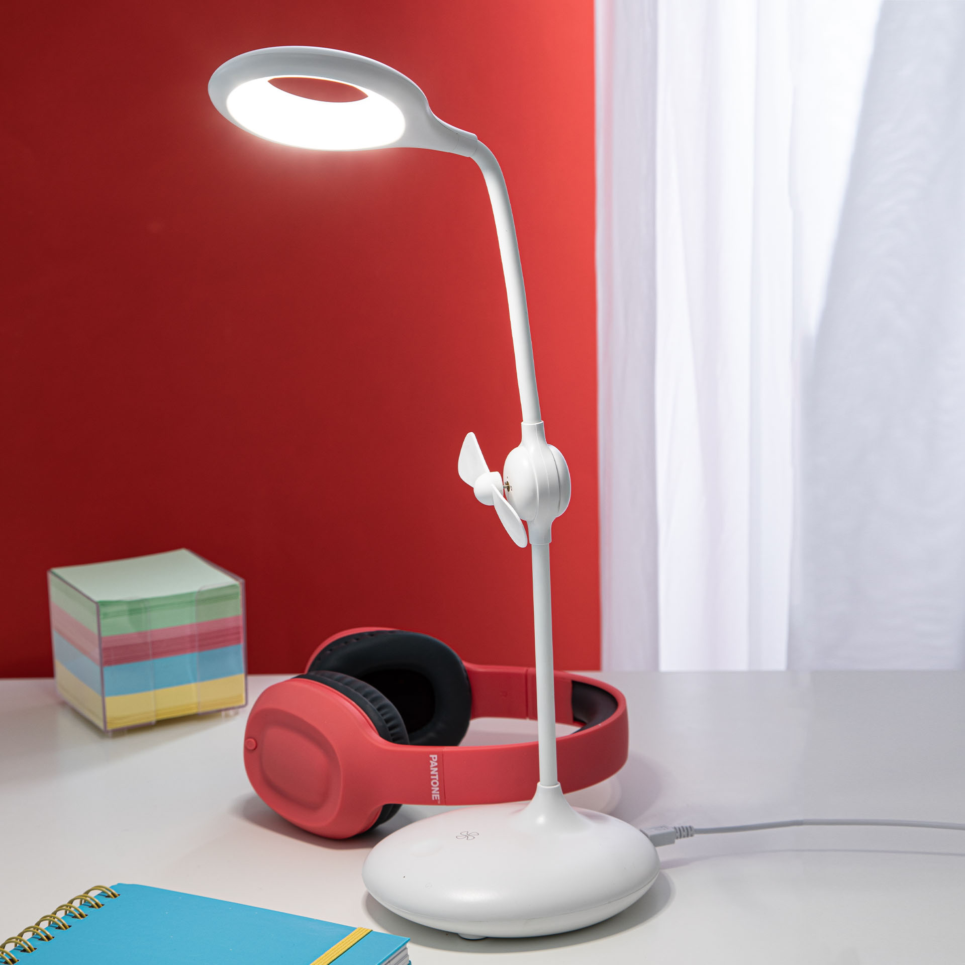 Lampada da tavolo con ventilatore, , large
