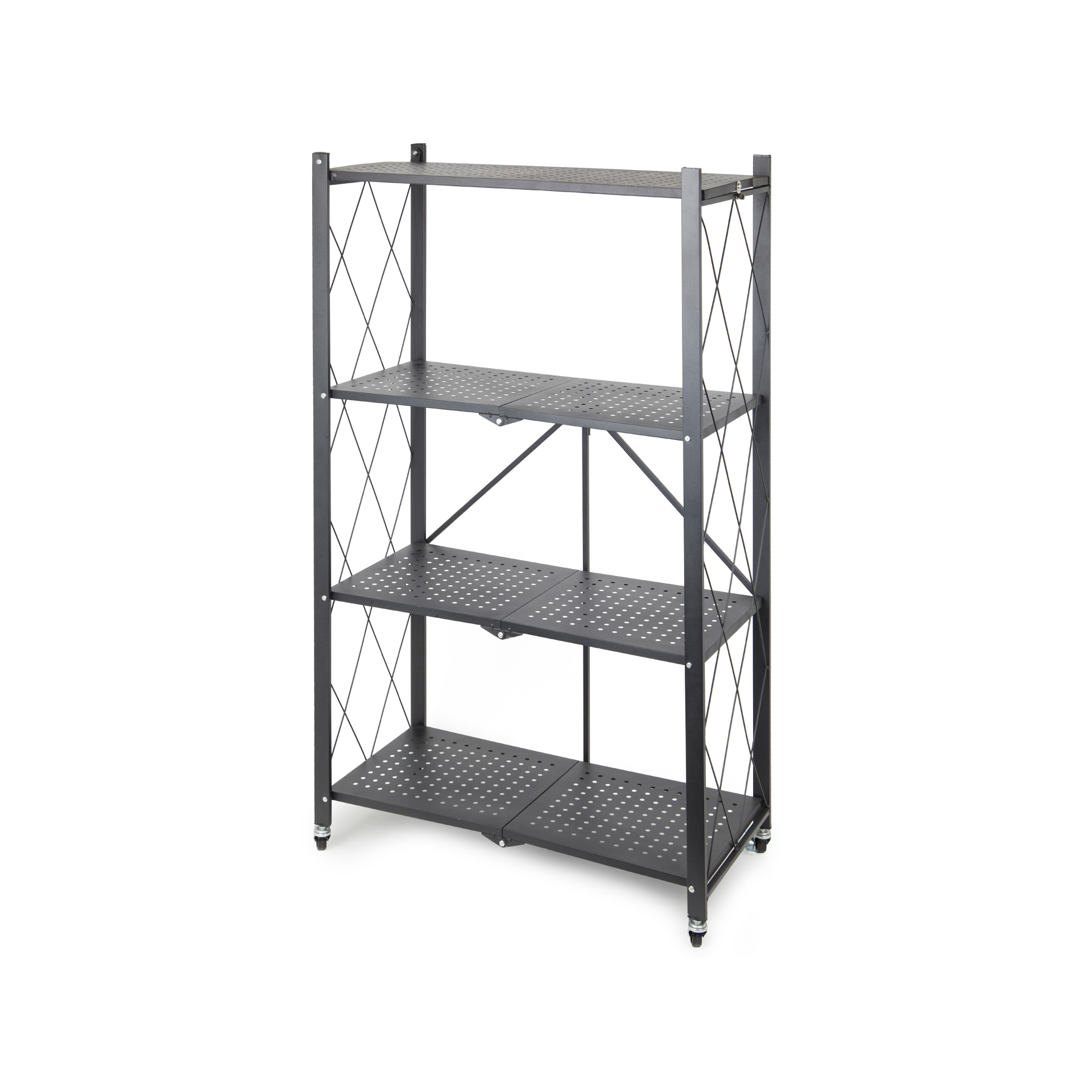Scaffale pieghevole con ruote 4 ripiani, , large
