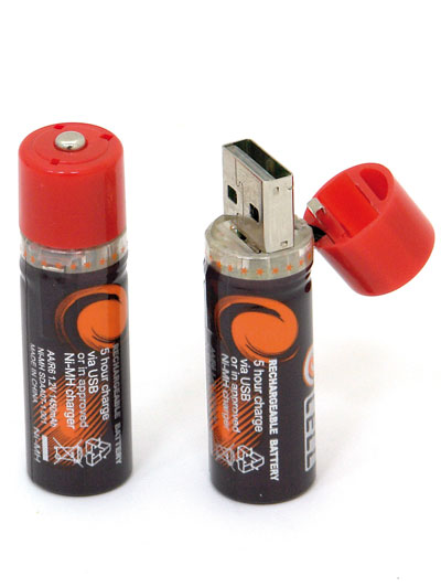 Set di 2 batterie stilo ricaricabili con presa USB, , large