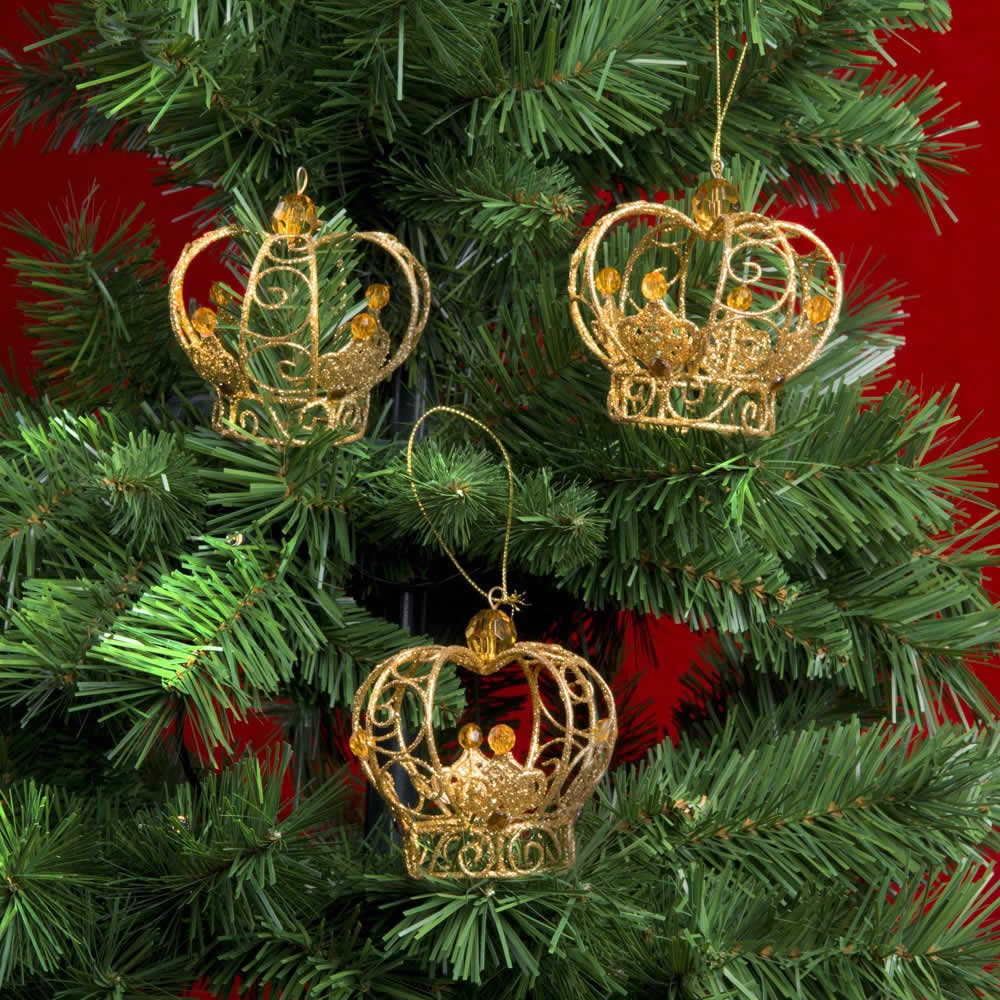 Set 3 corone decora albero di Natale, , large
