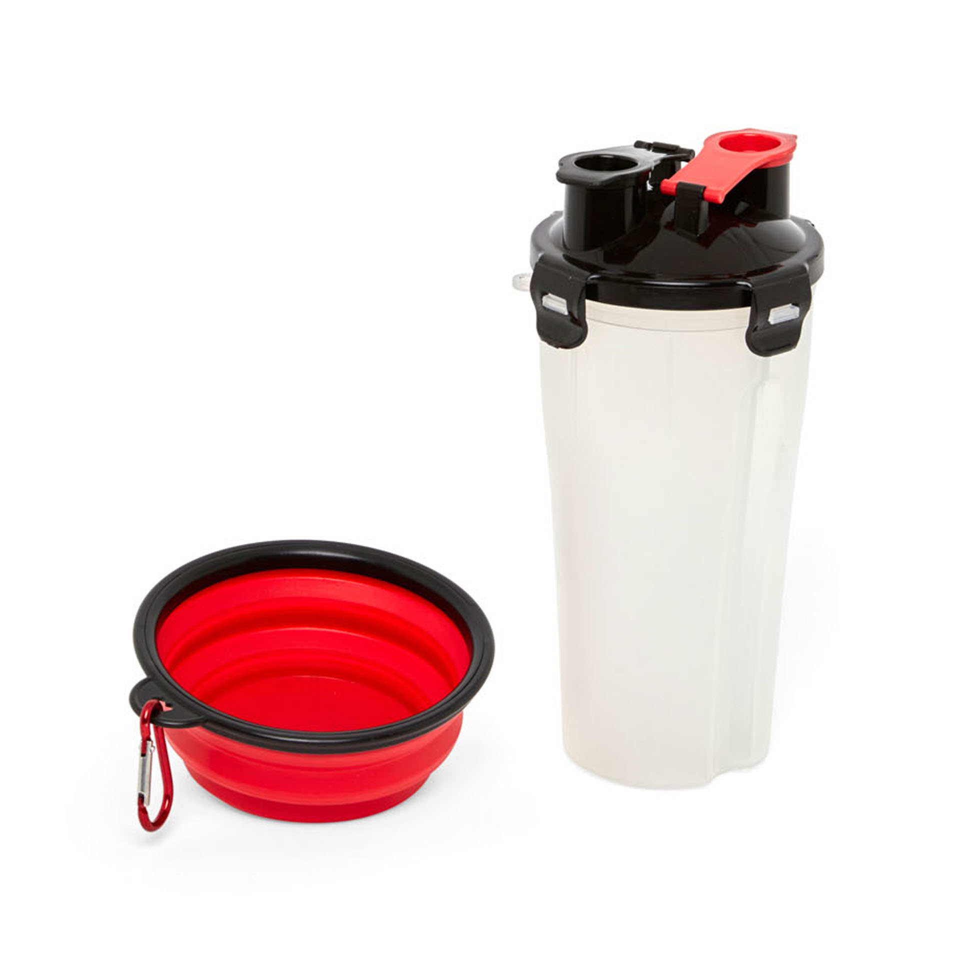 Contenitore acqua e cibo per cani e gatti con ciotola da viaggio, , large