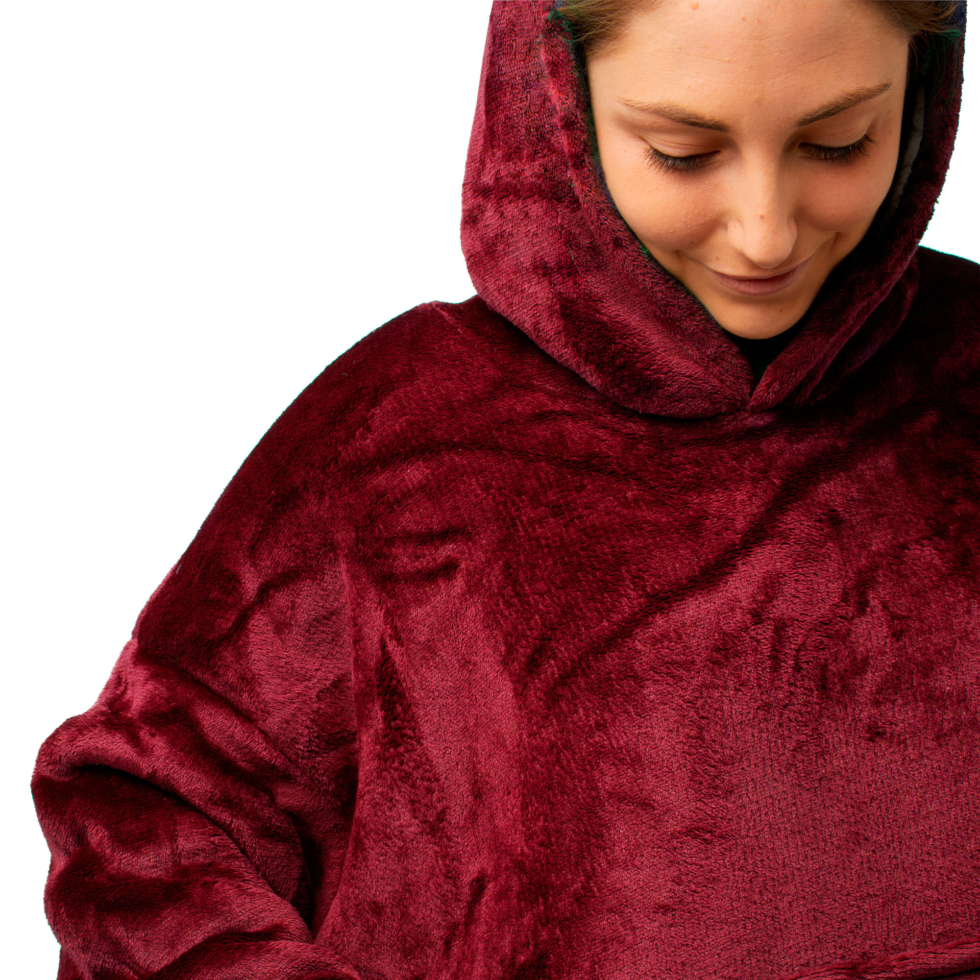 Coperta con maniche e cappuccio, colore rosso, , large