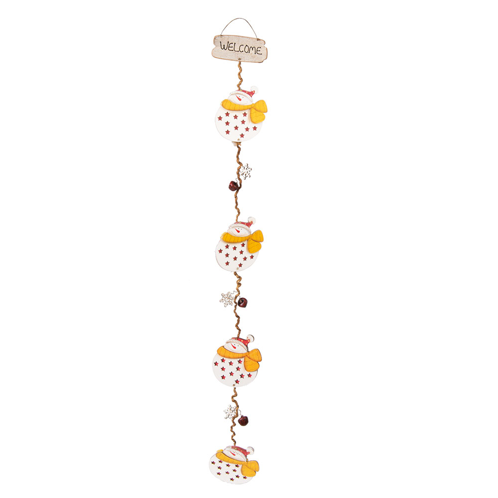 WELCOME VERTICALE IN LEGNO CON SNOWMAN, , large