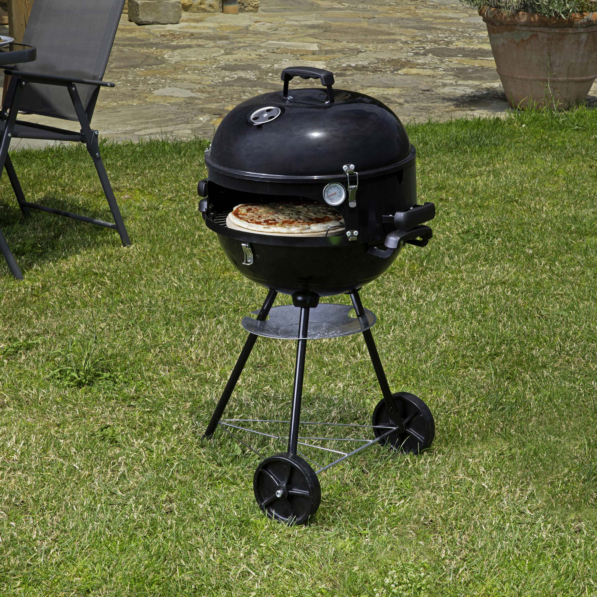 Barbecue con forno pizza, , large