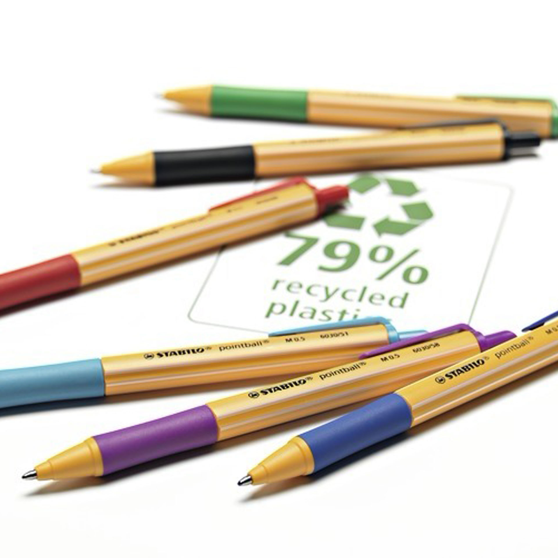 Penna a sfera Ecosostenibile - STABILO pointball - 79% Plastica Riciclata, , large