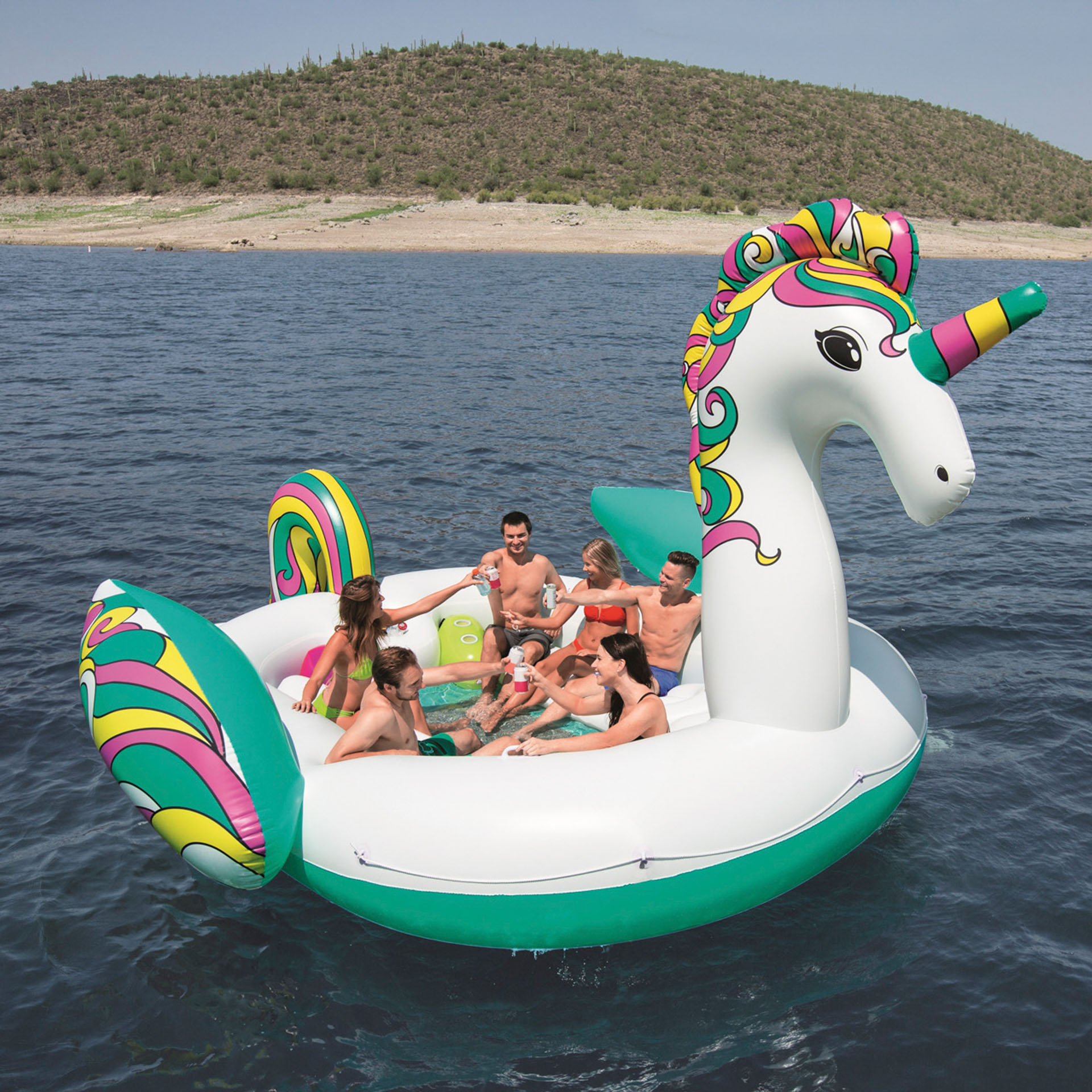 Maxi isola gonfiabile per 6 persone - Unicorno, , large