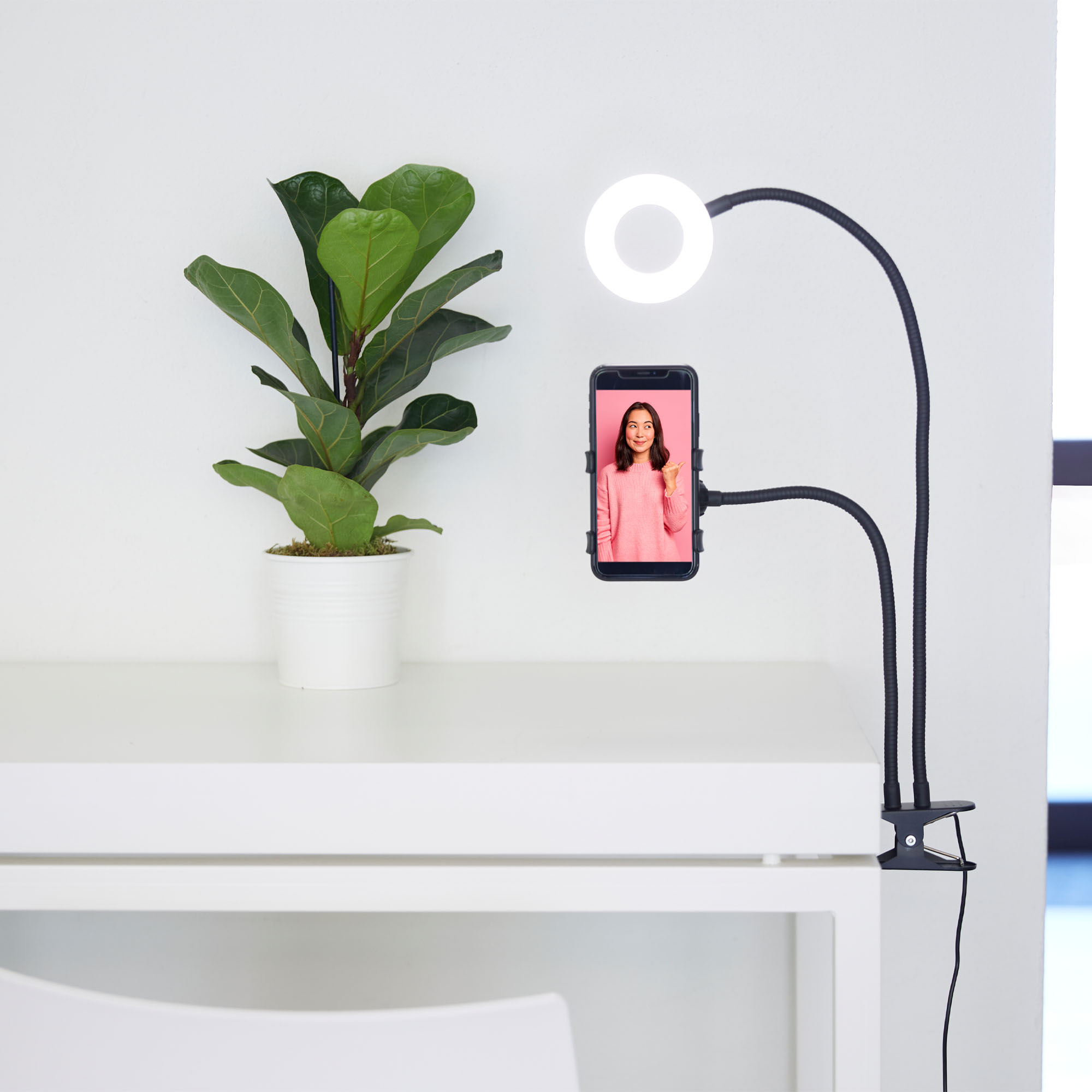 Lampada Da Tavolo Selfie Con Stand Smartphone, , large