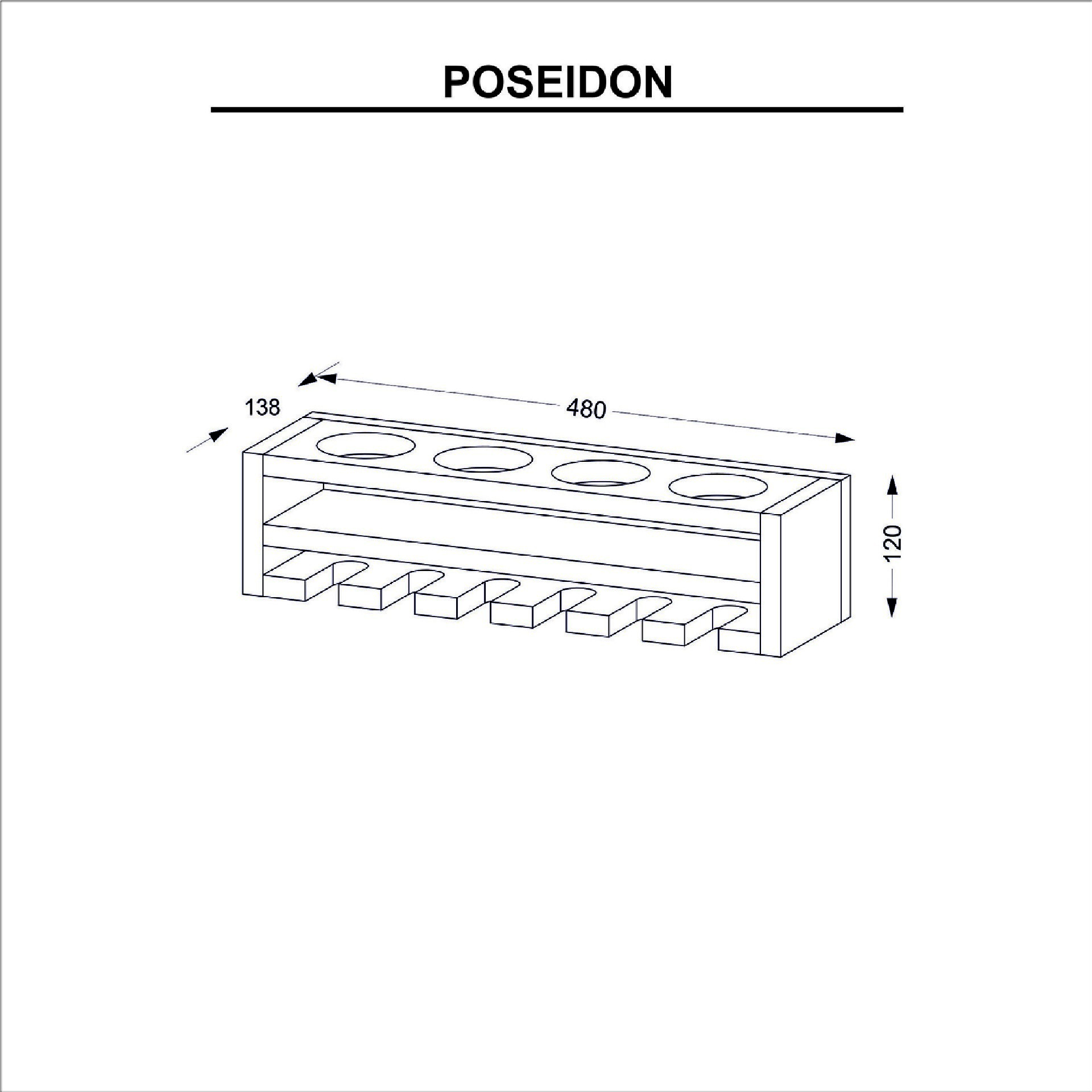 HOMEMANIA Portabottiglie Poseidon, legno, , large