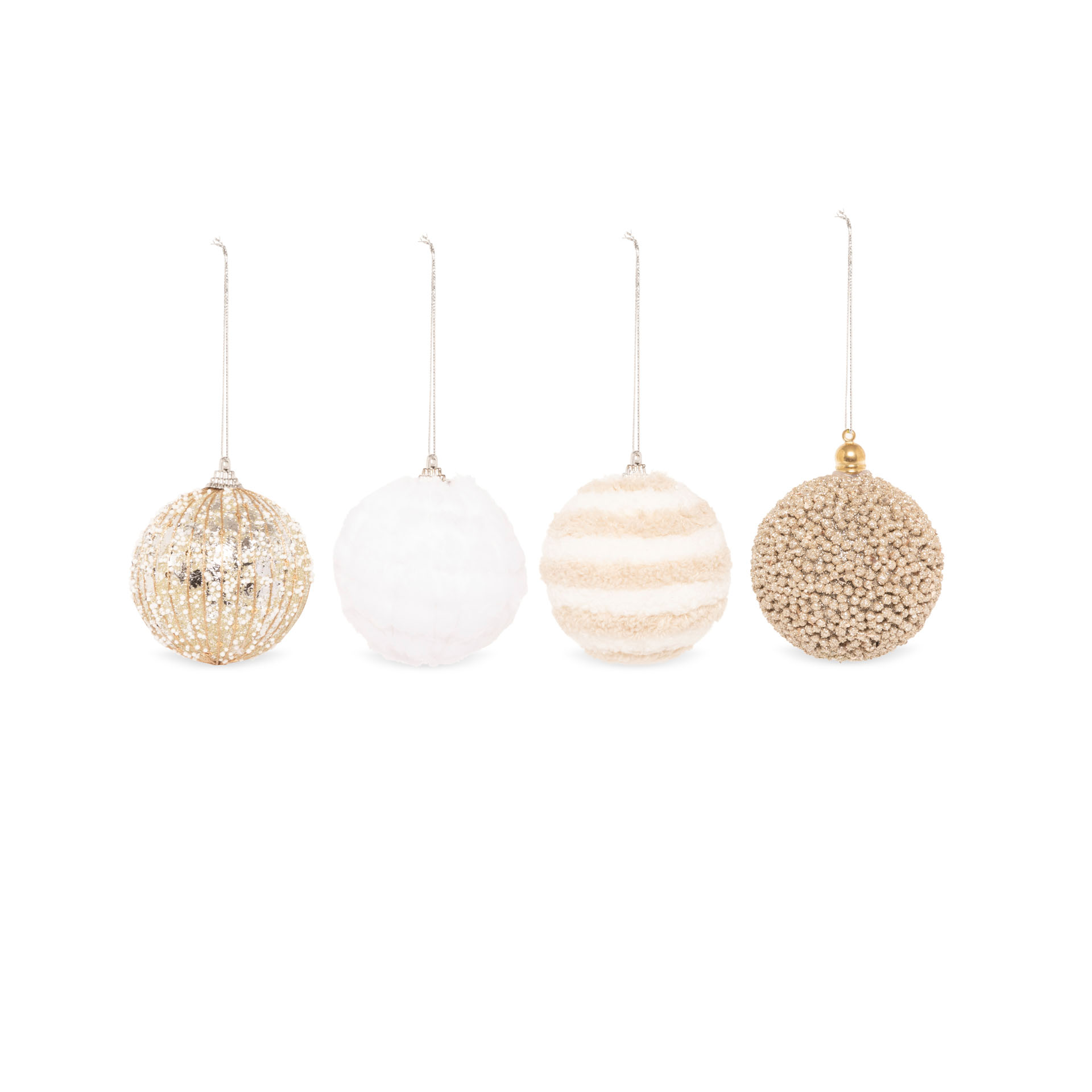 Palline In Stoffa Per Albero Di Natale, Set Da 4 Pz, , large