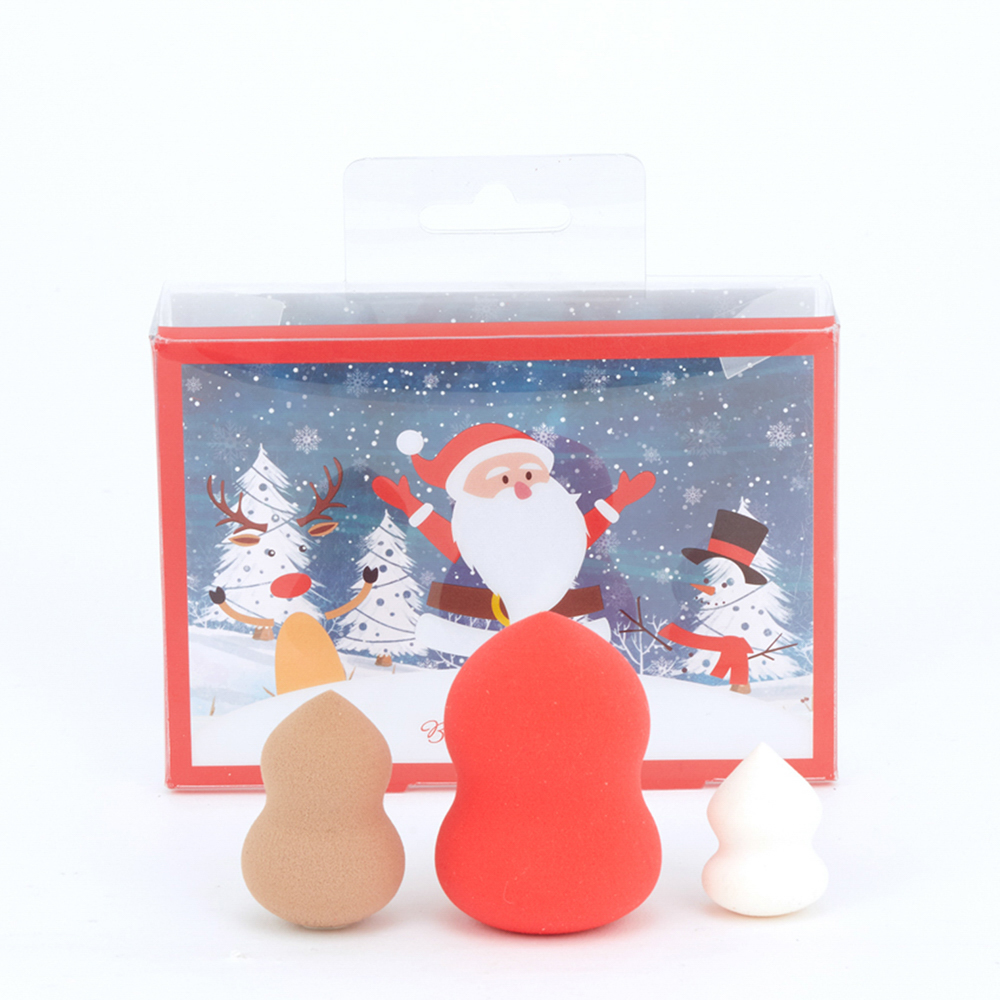 Spugnette per trucco natalizie - Set da 3 pz, colore rosso, rosso, large