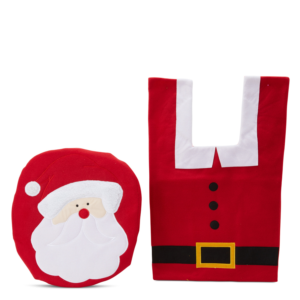 Tfxwerws 3 pz Set regalo divertente pupazzo di Babbo Natale bagno copriwater copertura tappetino decorazione 