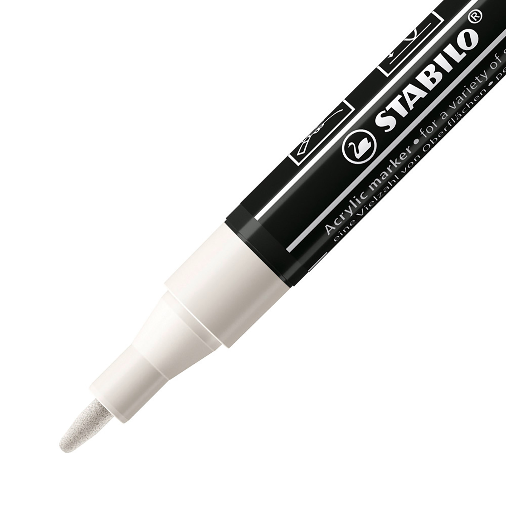 STABILO FREE Acrylic - T100 Punta rotonda 1-2mm - Confezione da 5 - Bianco, , large
