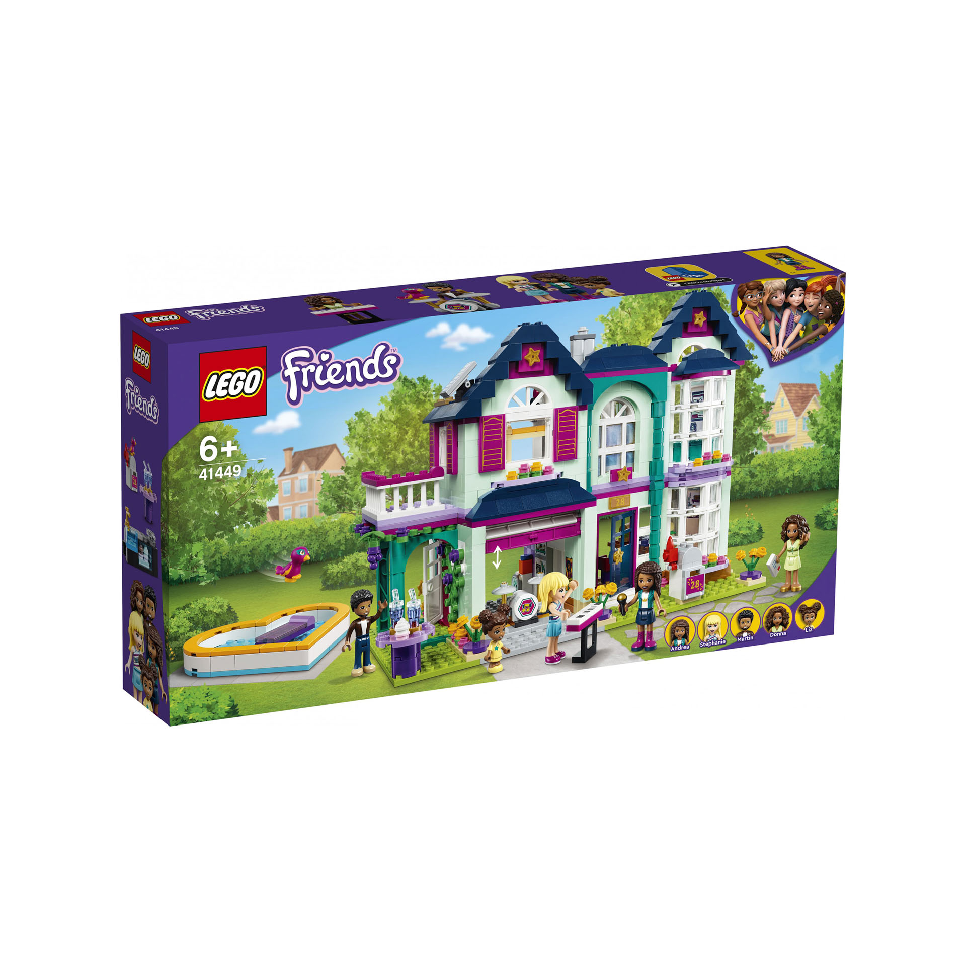 LEGO Friends La Villetta Familiare di Andrea, Casa delle Bambole con 5 Mini Bamb 41449, , large