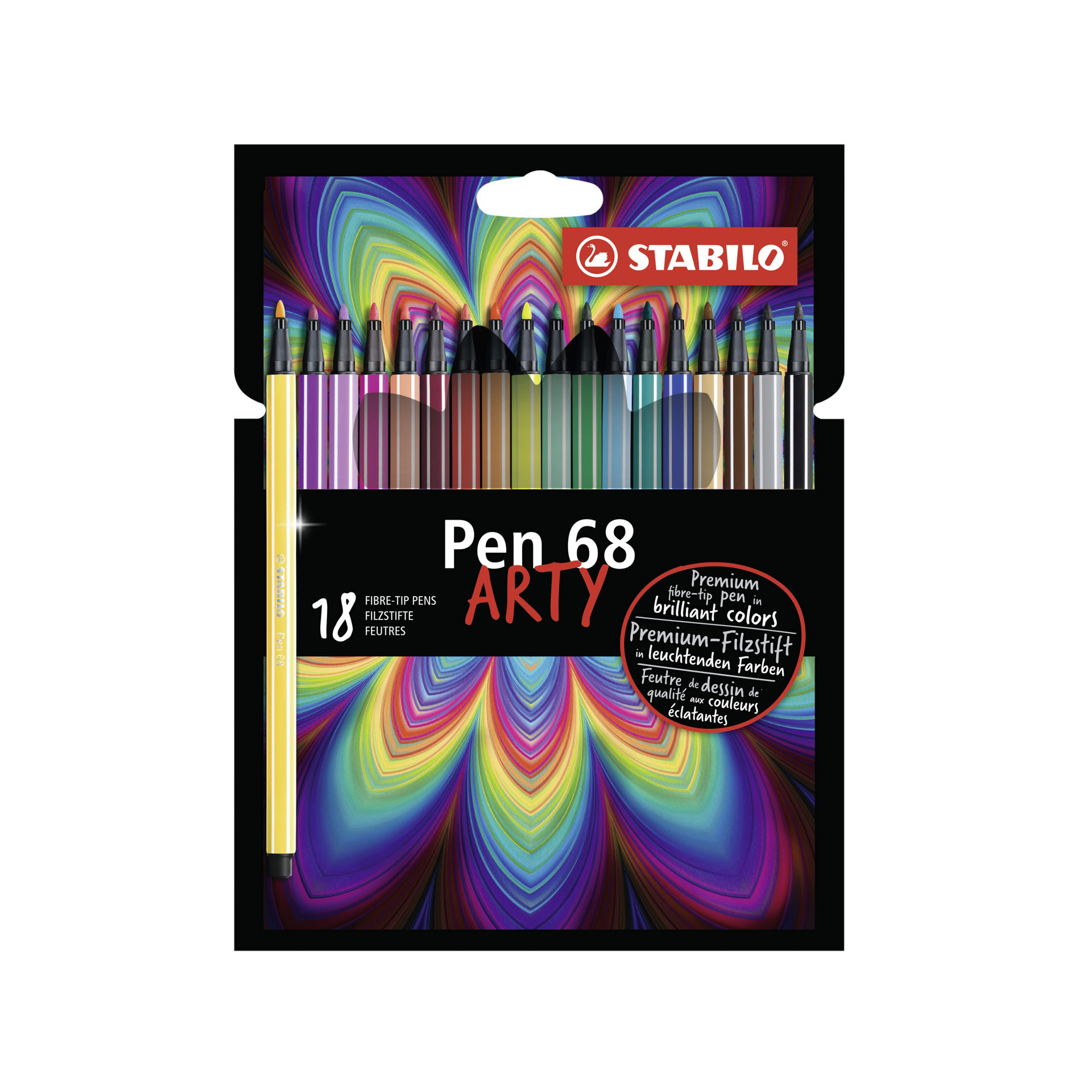 STABILO Pen 68 - ARTY - Astuccio da 18 con appendino - 18 colori assortiti, , large