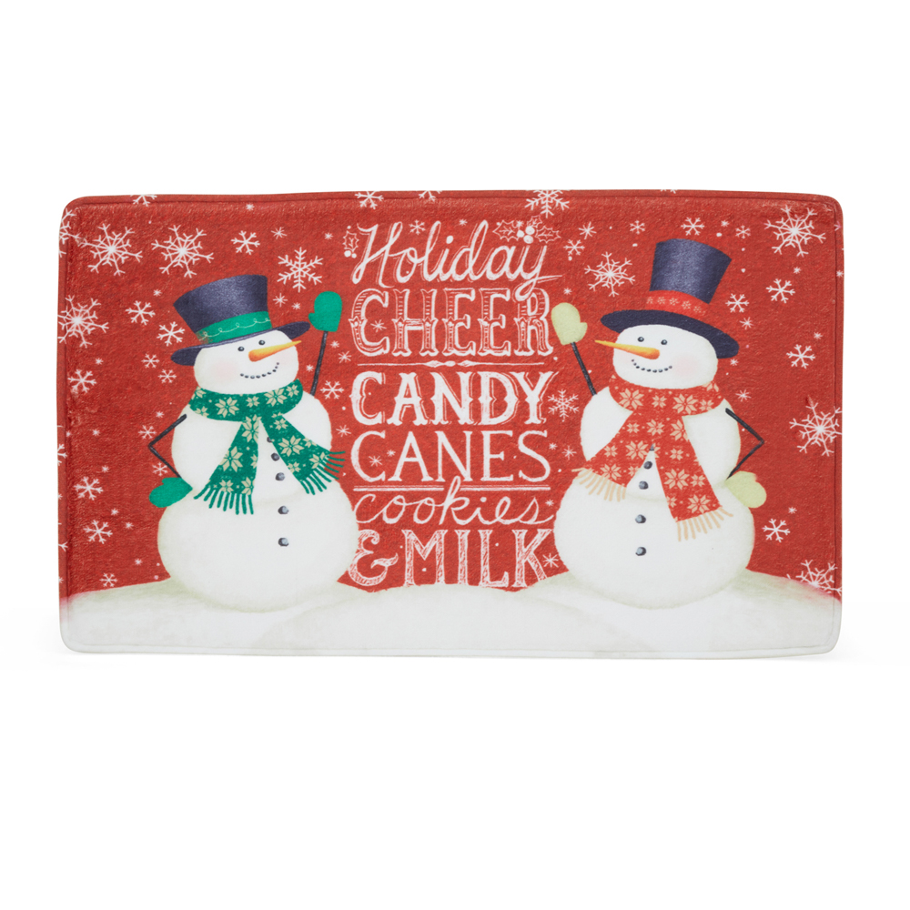 Tappetino in memory foam pupazzi di neve rosso, , large