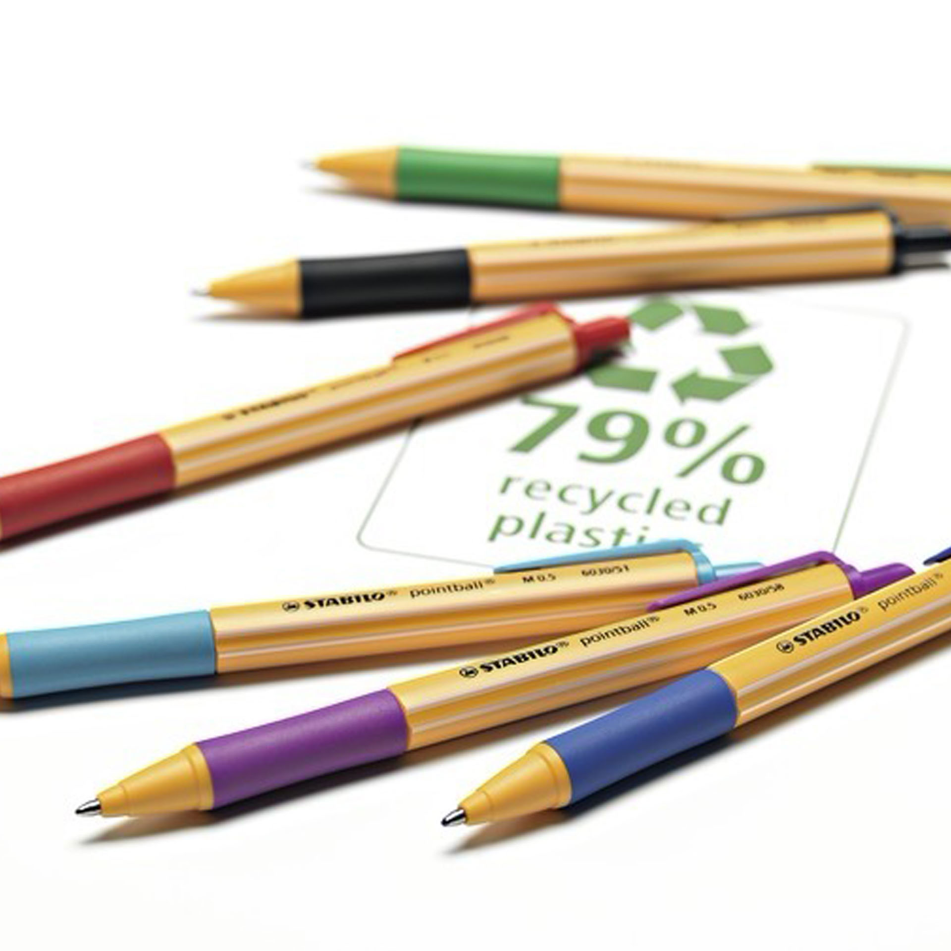 Penna a sfera Ecosostenibile - STABILO pointball - 79% Plastica Riciclata -, , large