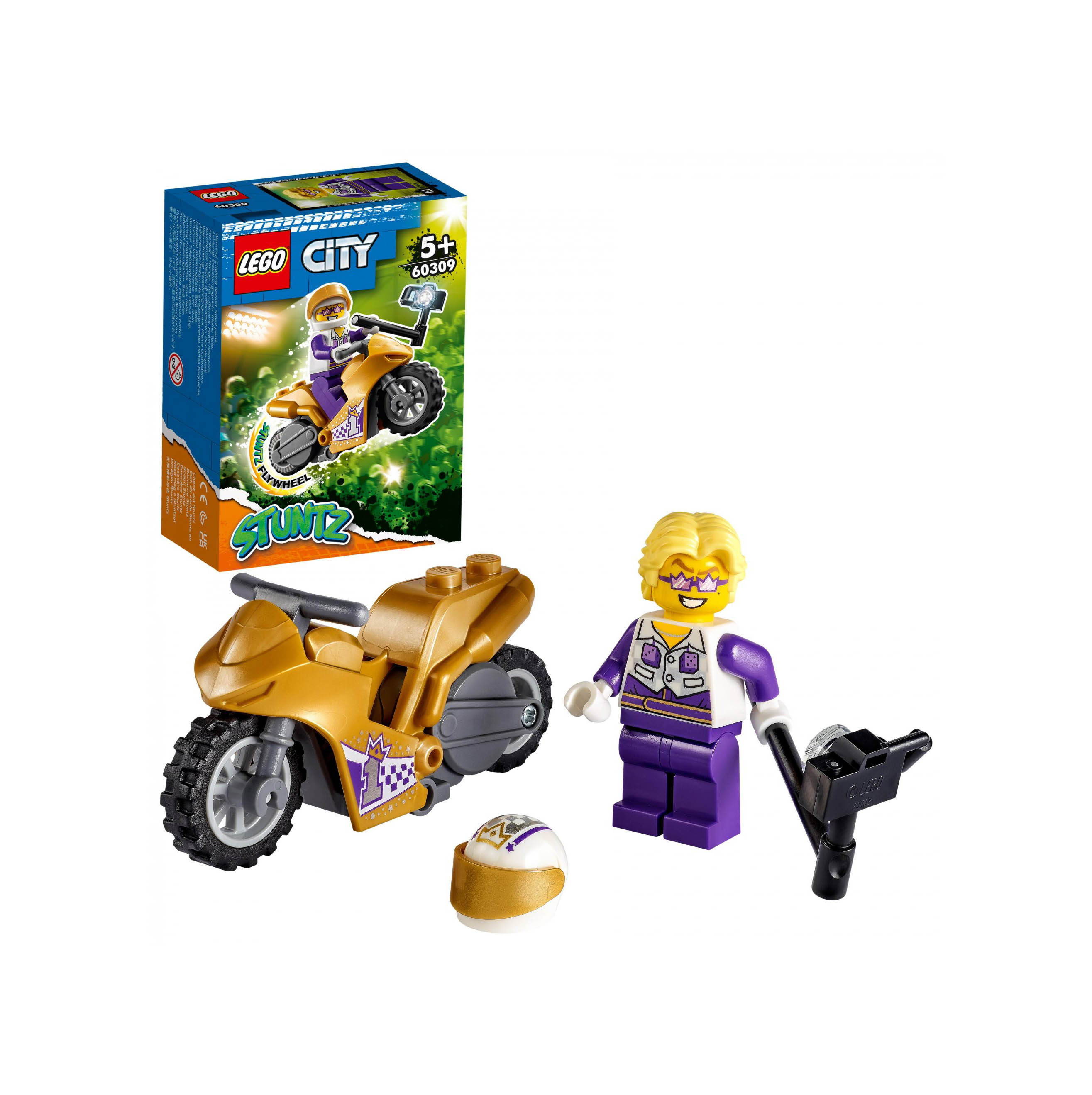 LEGO City Stuntz Stunt Bike dei Selfie, Moto Giocattolo con Funzione 60309, , large