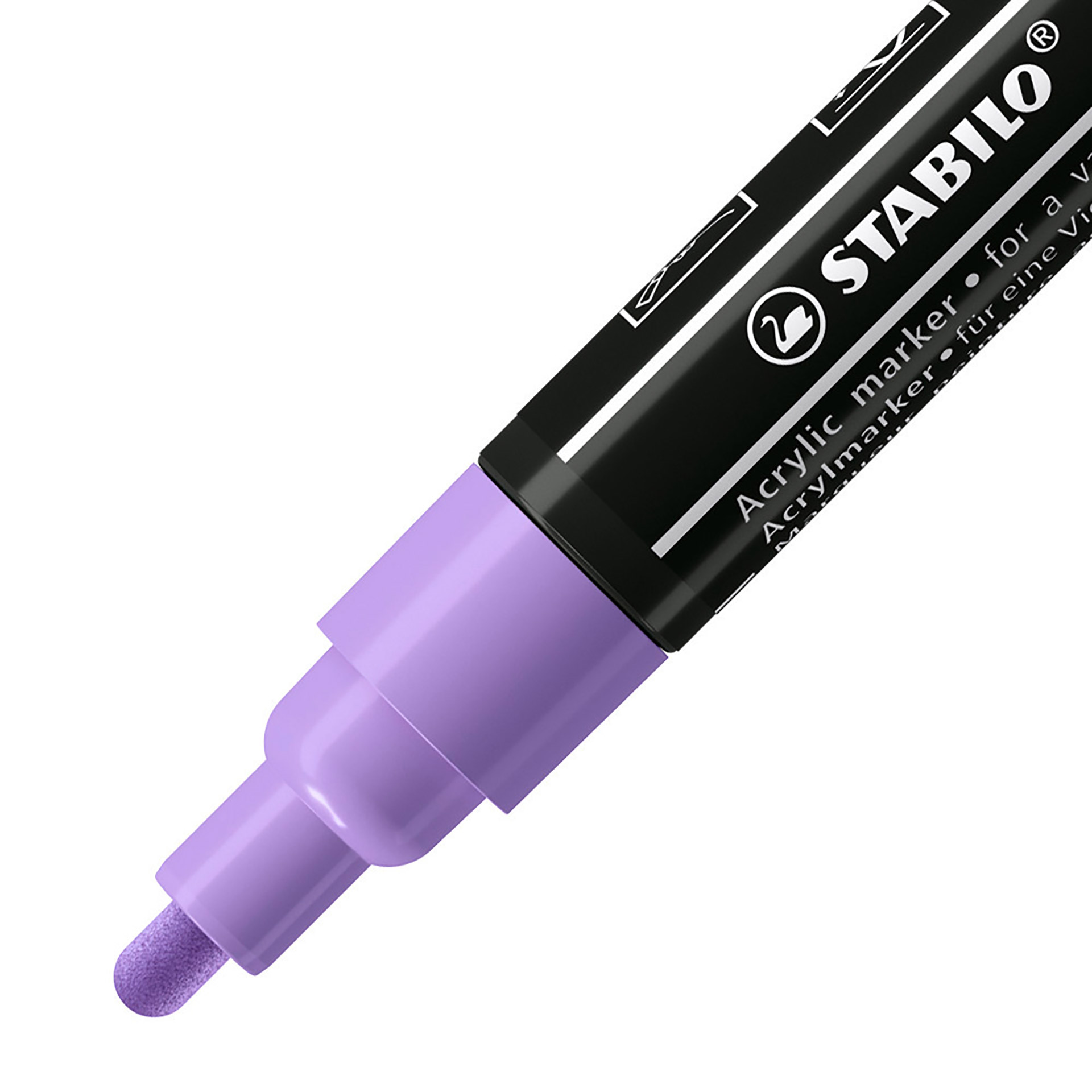 Stabilo Free Acrylic - T300 Punta Rotonda 2-3mm - Confezione Da 5 - Lilla Chiaro, , large