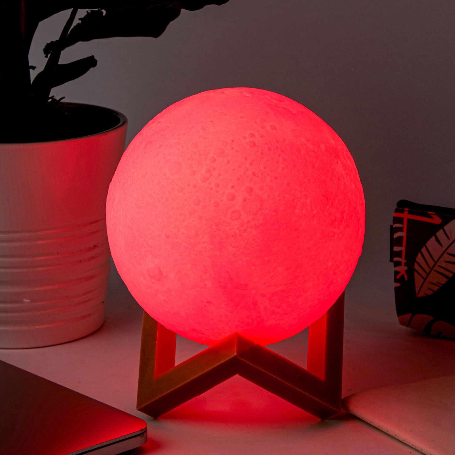 Lampada luna cambia colore ricaricabile, , large