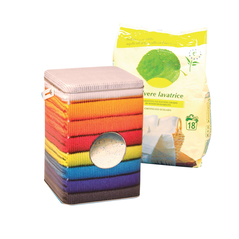 Contenitore per detersivo in polvere decorato