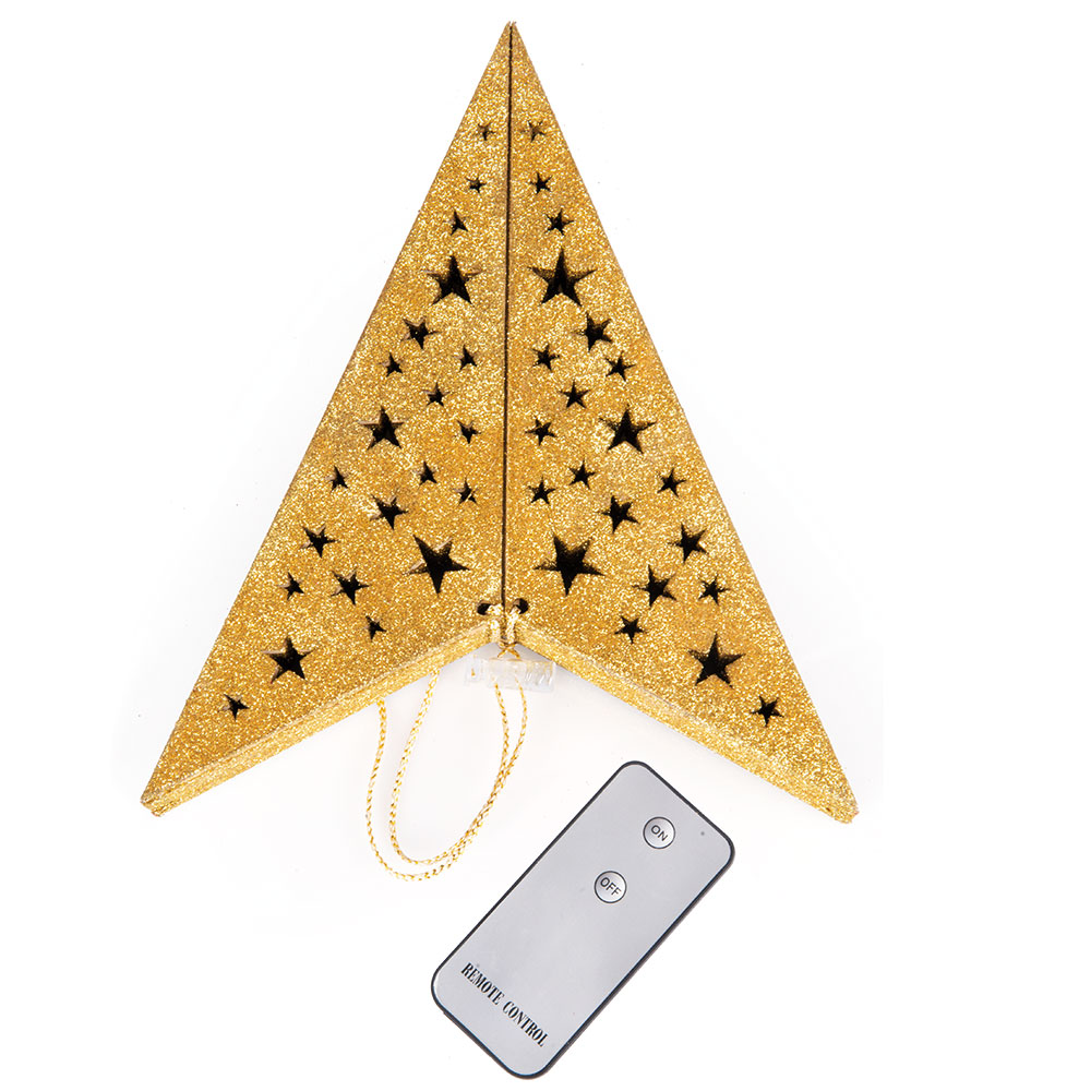 Stella oro pieghevole con 10 led telecomandati ir, , large