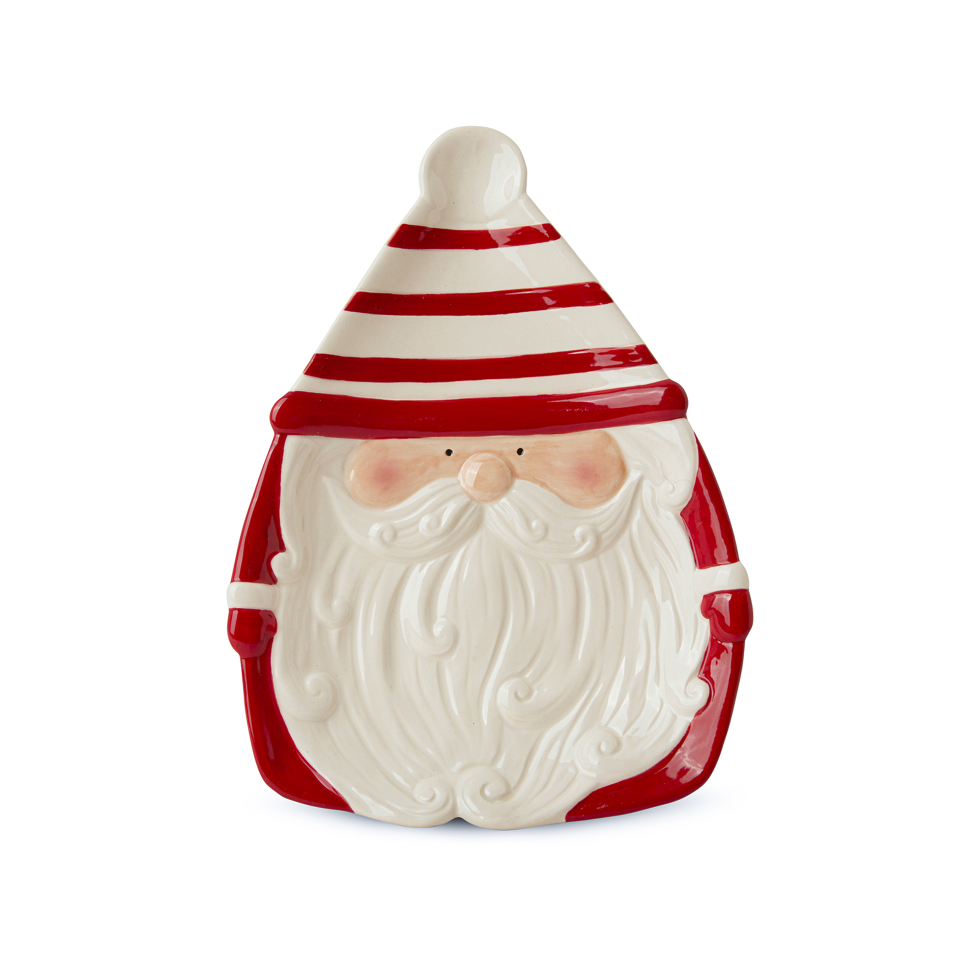 Piatto Natalizio In Ceramica Babbo Natale - Dim. 16 X 2,5 X 22 Cm, , large