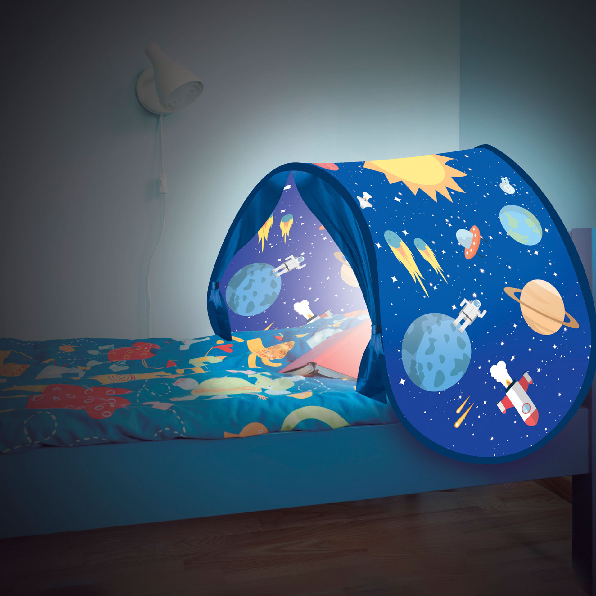 Tenda pop up da letto blu, , large