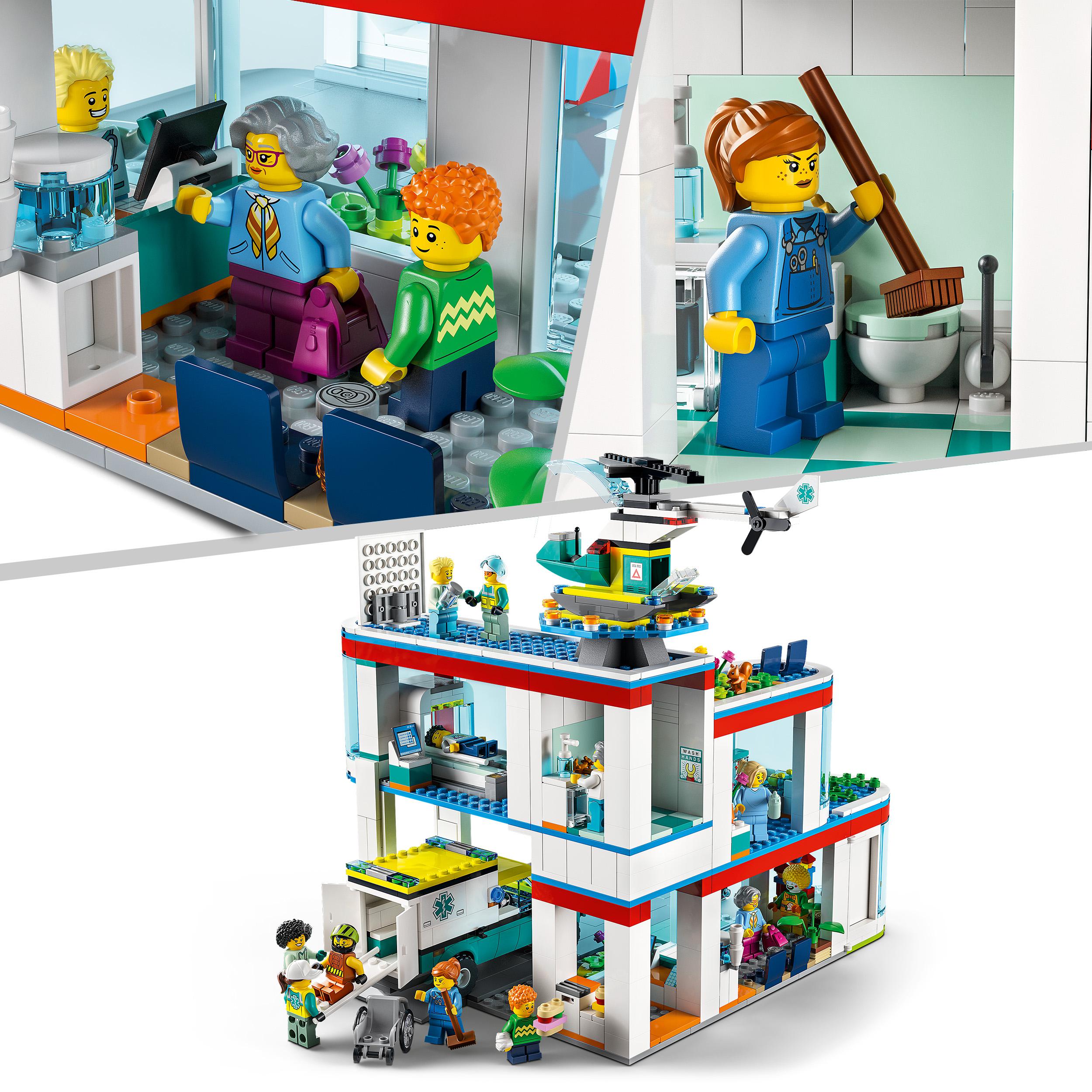LEGO City Ospedale, Set con Autoambulanza Giocattolo ed Elicottero di Soccorso, 60330, , large