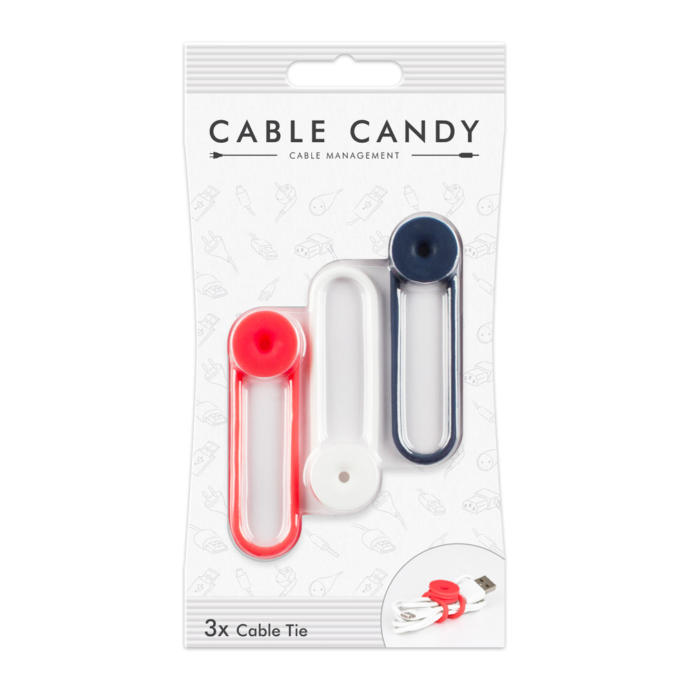 Set 3 laccetti ferma cavo in silicone, , large