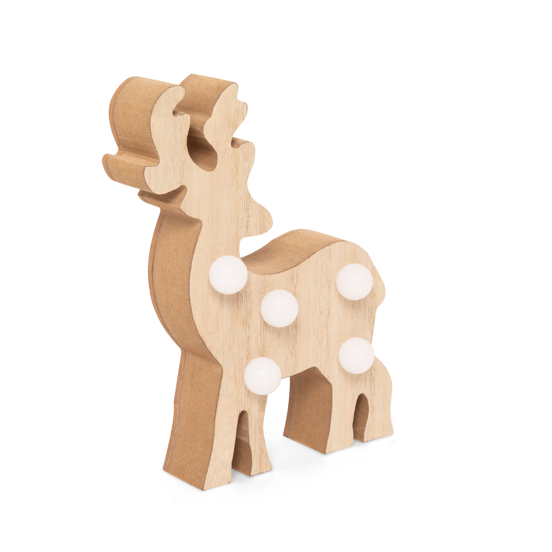 Renna in legno con luci LED, , large
