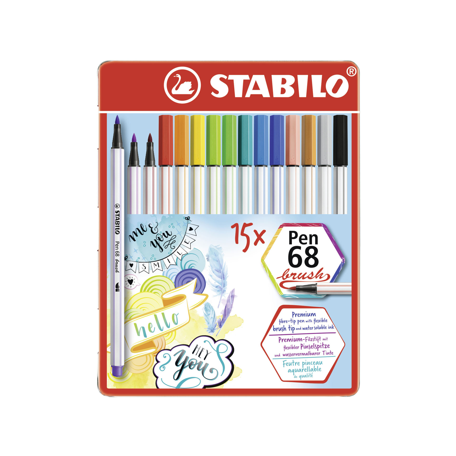 Pennarello Premium con punta a pennello-STABILO Pen 68 brush-Scatola in metallo, , large