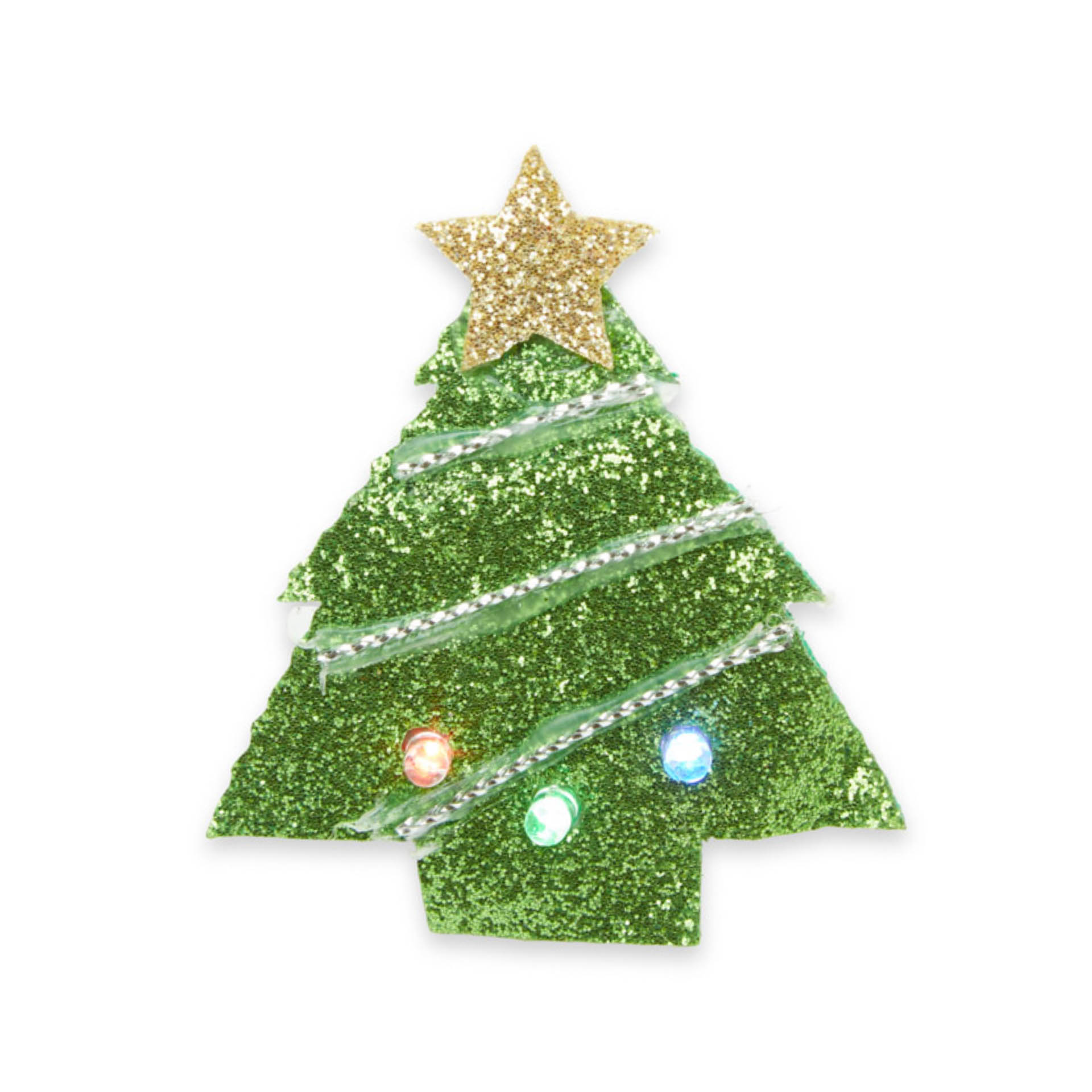 Spilla natalizia decorativa luminosa da giacca, abete, , large