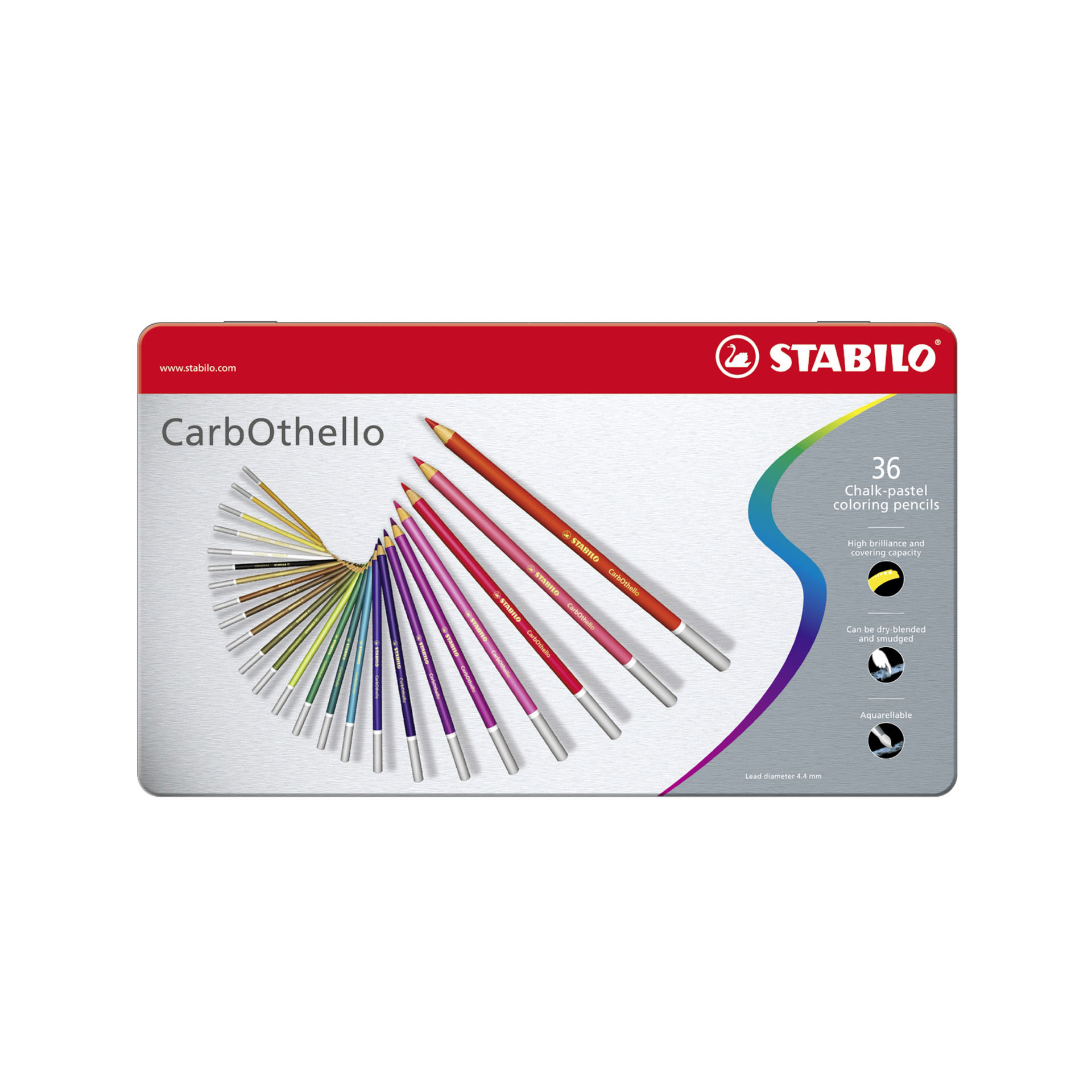 Matita Colorata Premium - Stabilo Carbothello - Scatola In Metallo Da 36 - Colori Assortiti, , large
