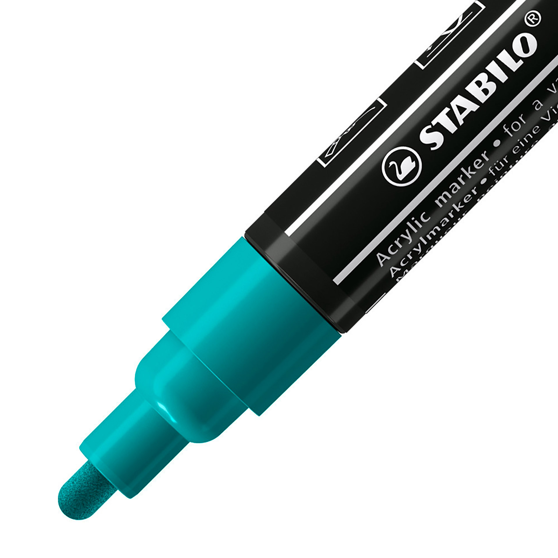 STABILO FREE Acrylic - T300 Punta rotonda 2-3mm - Confezione da 5 - Verde Pino, , large