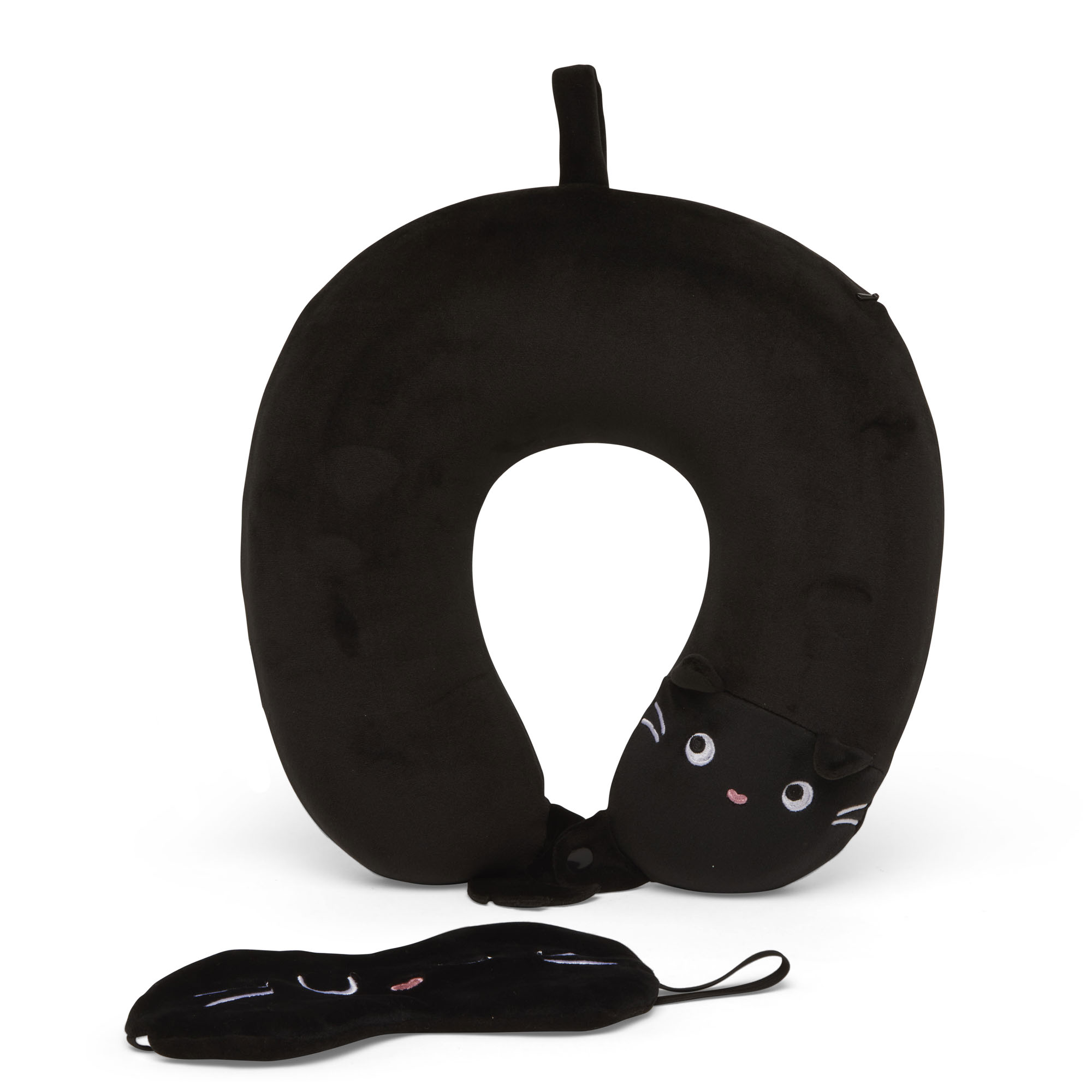 Cuscino da viaggio con maschera per dormire - Gatto nero