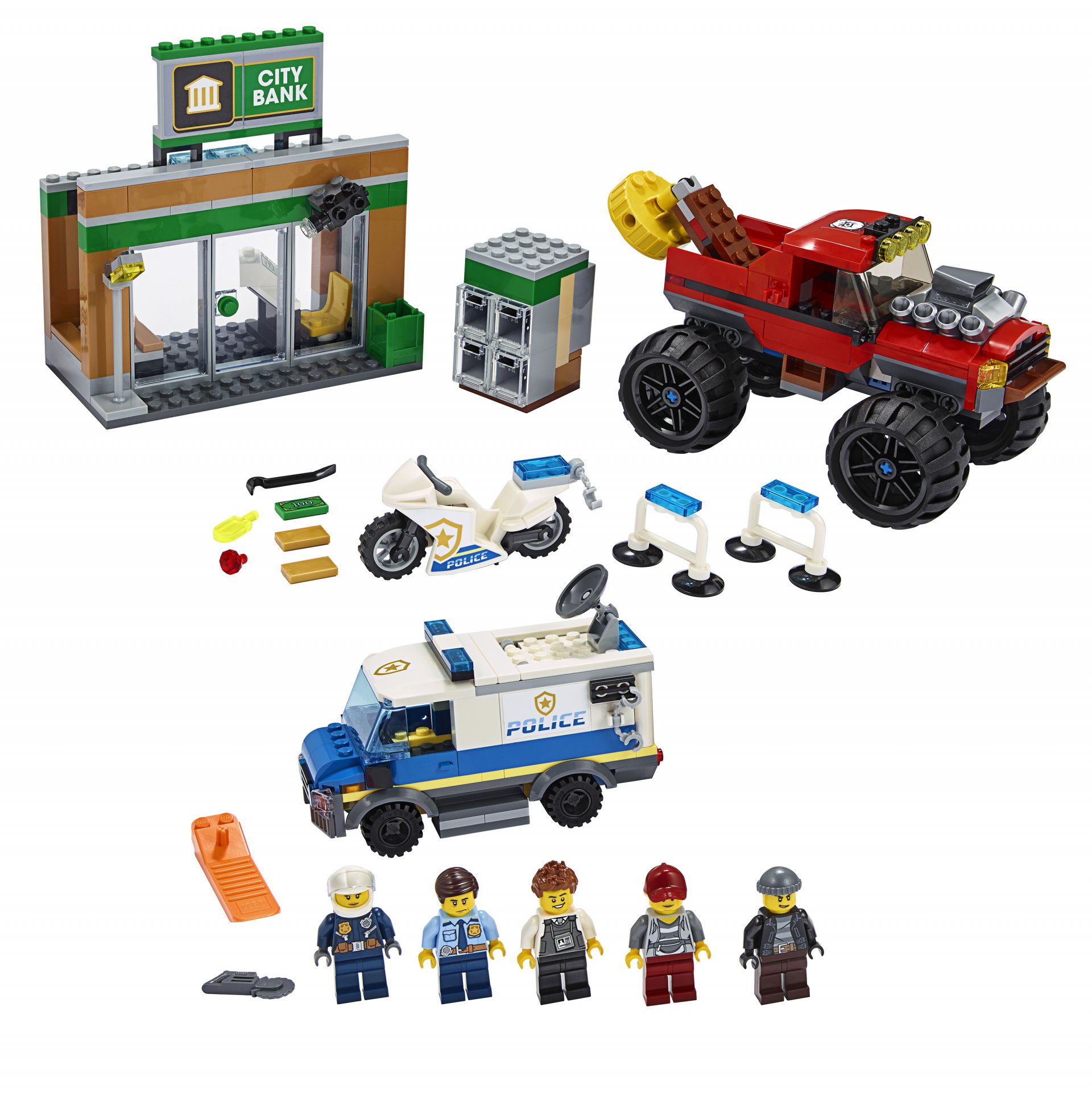 LEGO City Rapina sul Monster Truck, con Furgone e Moto Giocattolo, Set di Costru 60245, , large