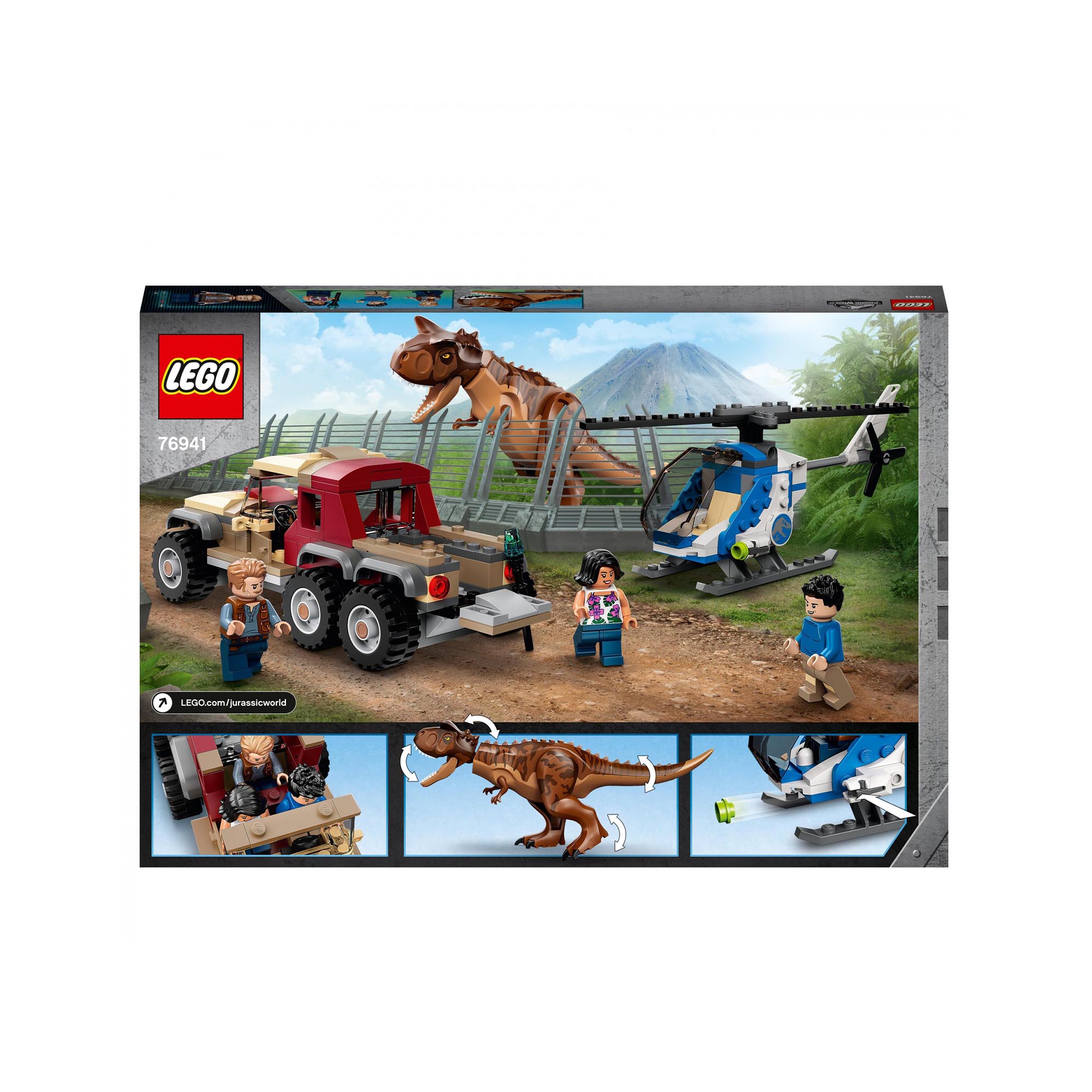 LEGO Jurassic World L'Inseguimento del Dinosauro Carnotaurus con Elicottero e C 76941, , large