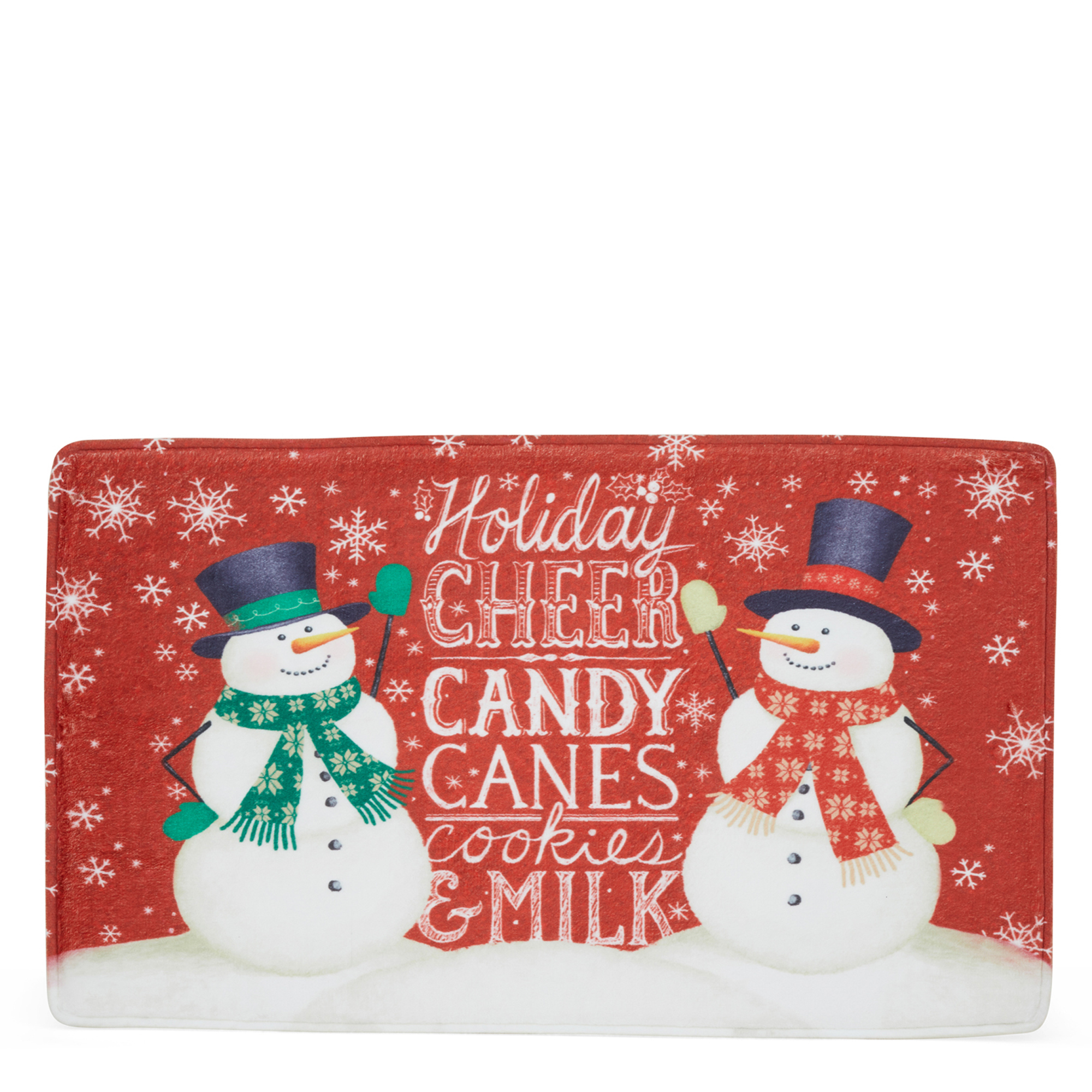 Tappetino in memory foam pupazzi di neve rosso, , large