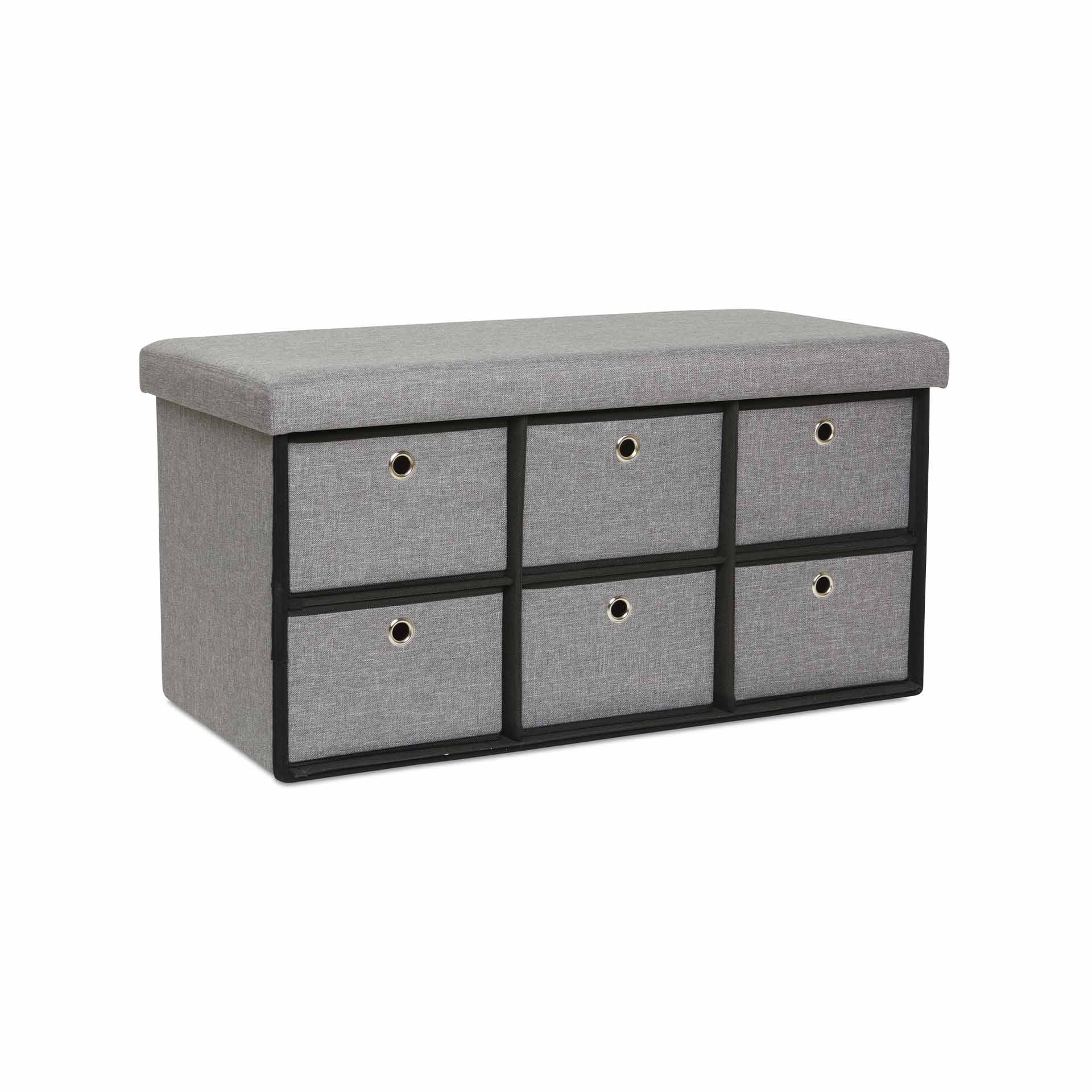 Cassapanca pouf contenitore con 6 cassetti, , large