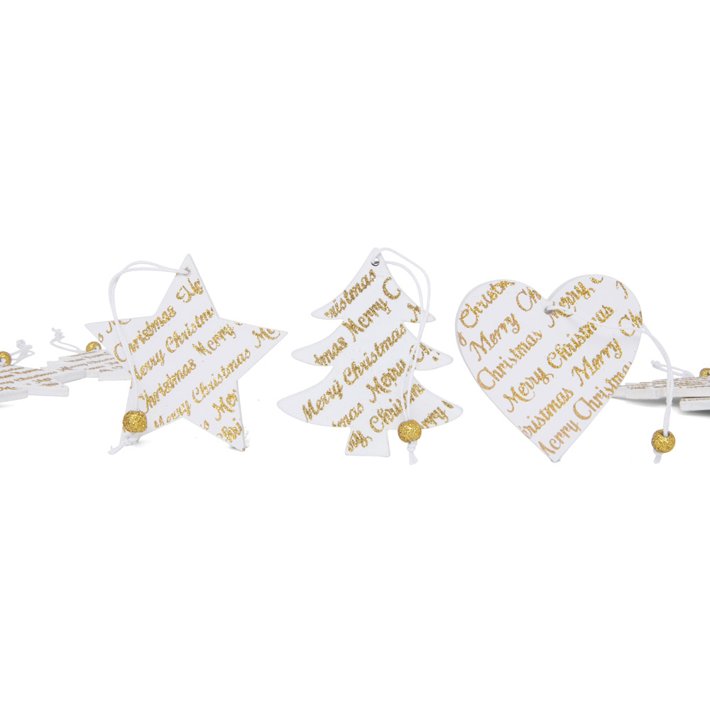 Decorazioni natalizie bianche e oro da appendere - Set da 9, , large