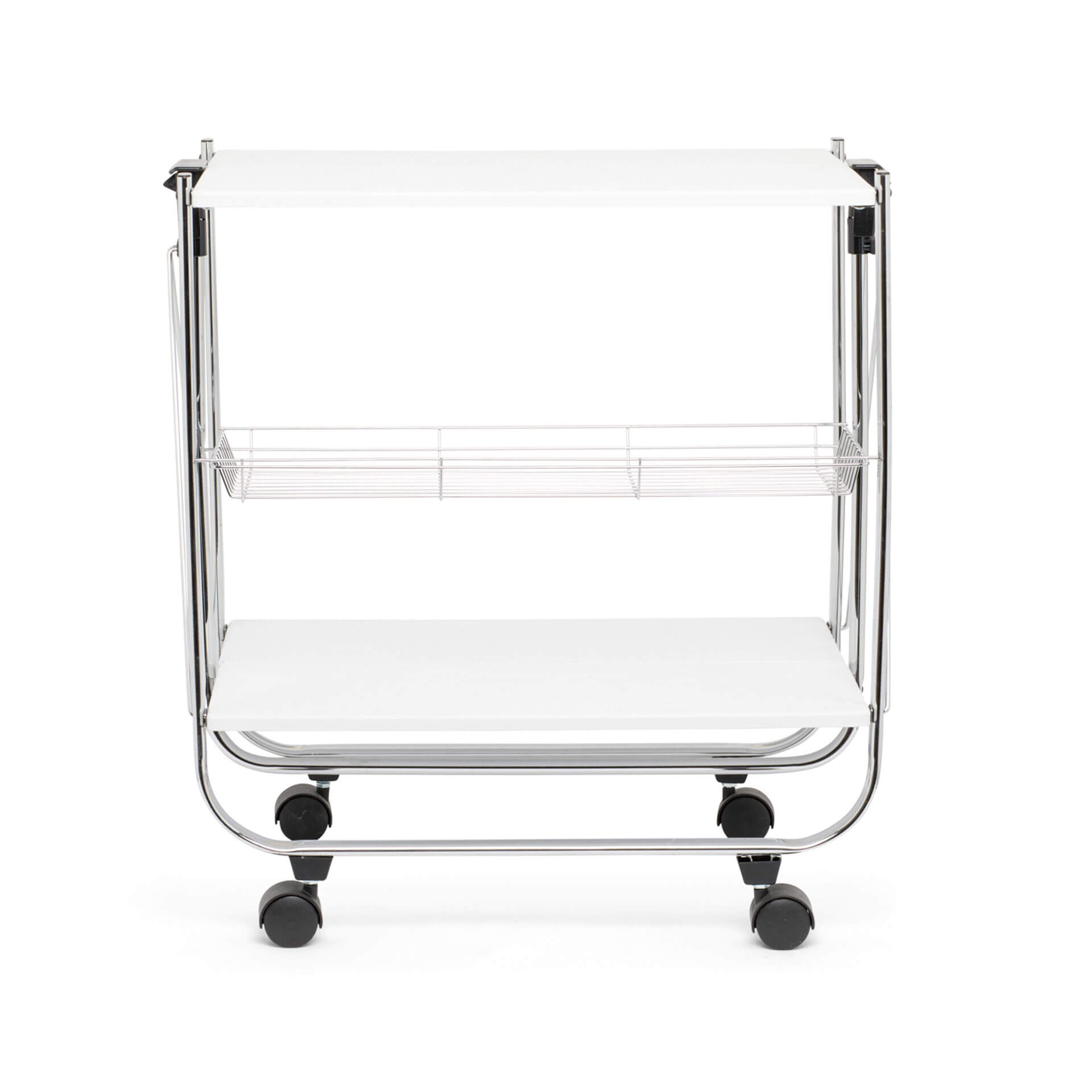 Carrello pieghevole da cucina bianco, , large