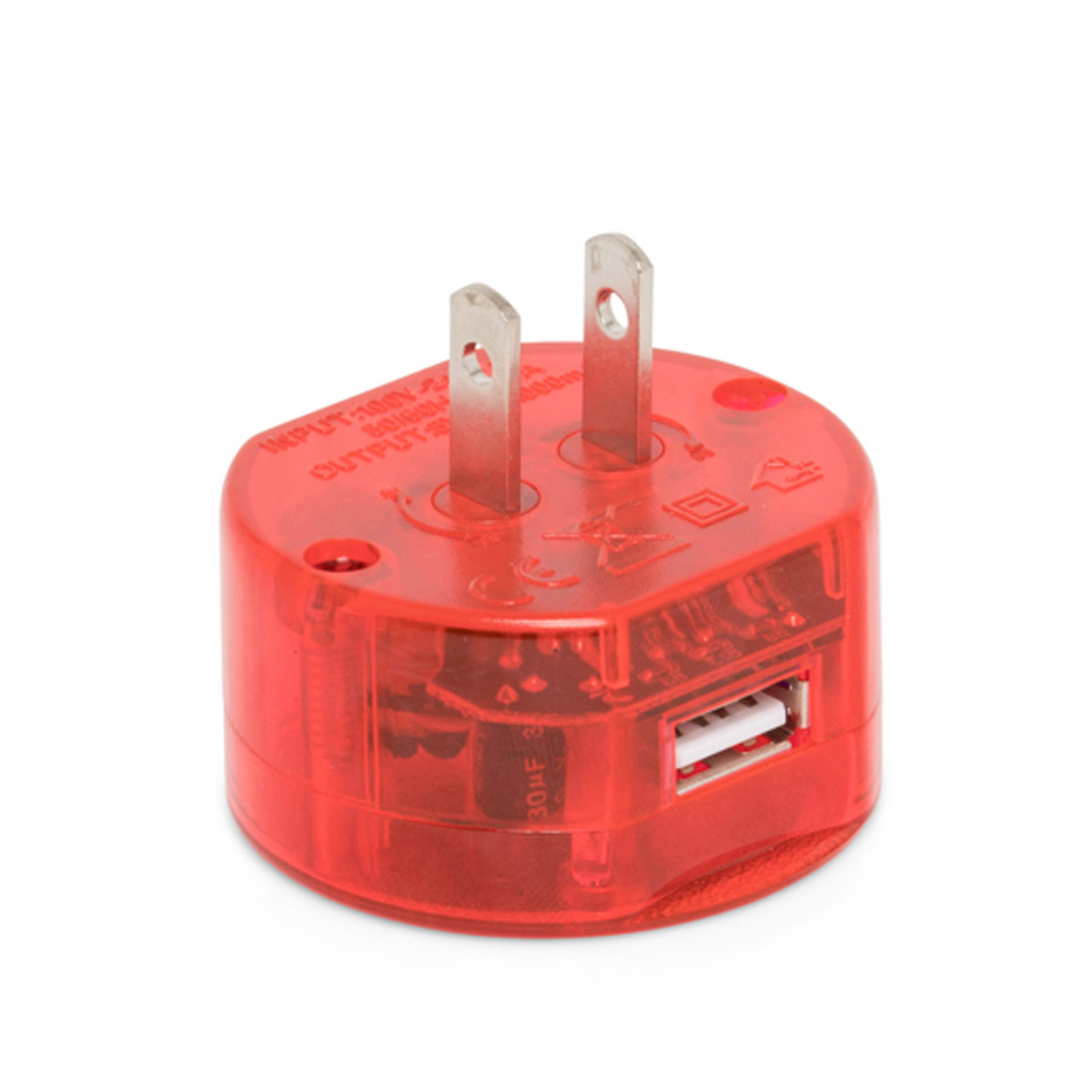 Adattatore universale da viaggio con presa USB Rosso, rosso, large