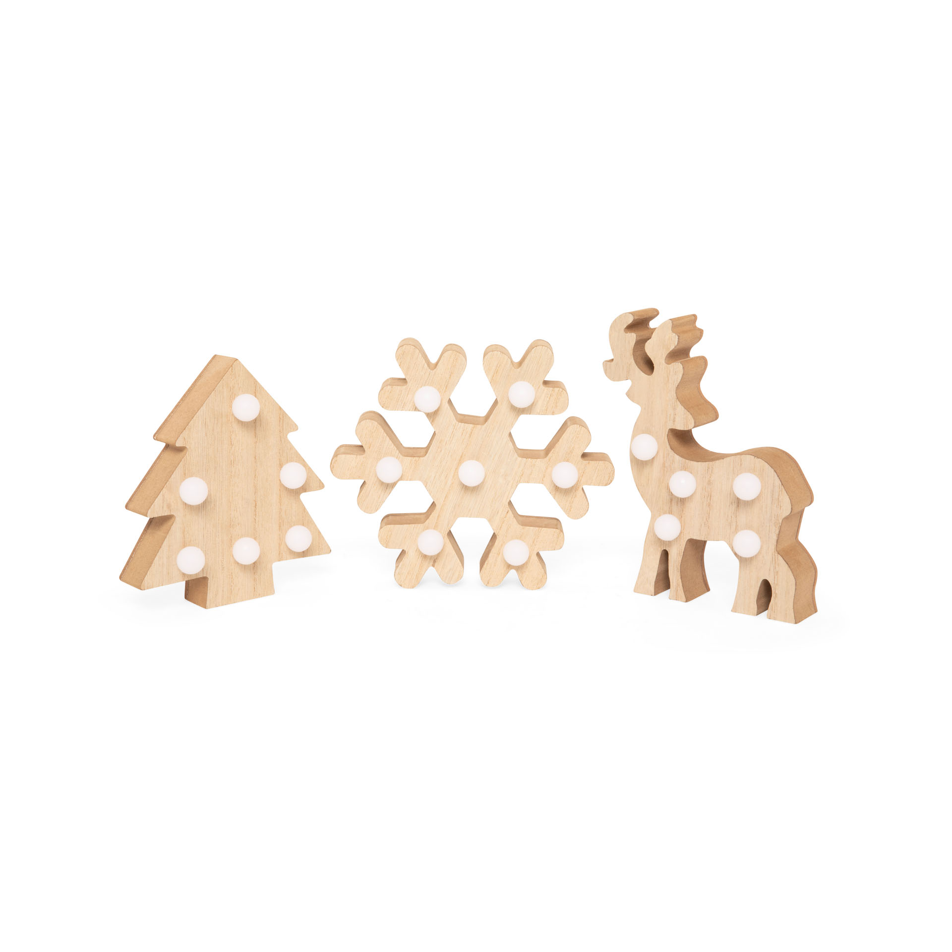 Abete in legno con luci LED, , large