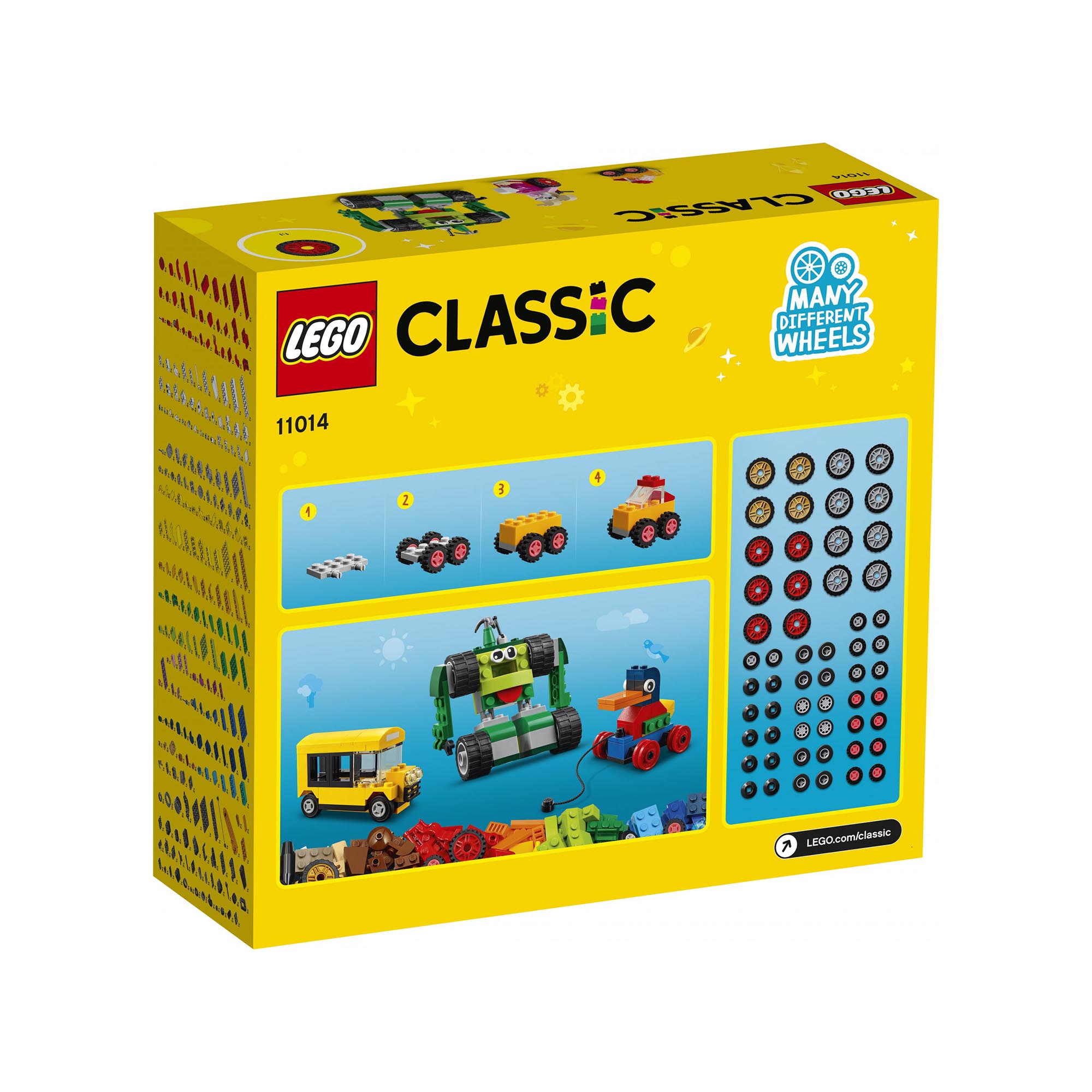 LEGO Classic Mattoncini e Ruote, Set di Costruzioni per Bambini 4 Anni con Model 11014, , large