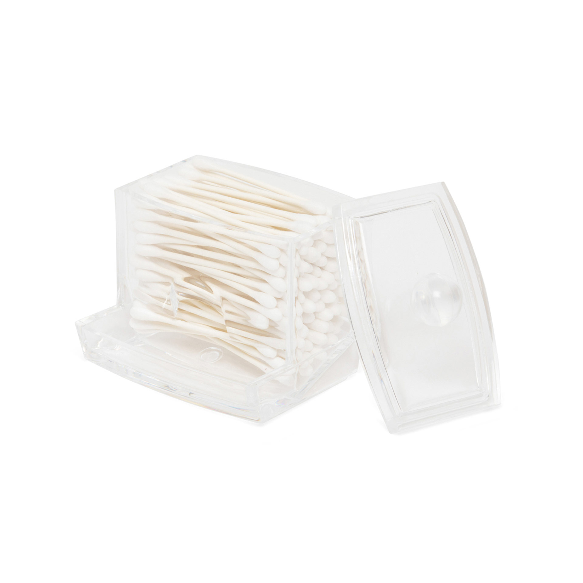 Titolare Qtip Dispenser Bagno chiaro vaso supporto per Cotton fioc Trasparente Storage Box 
