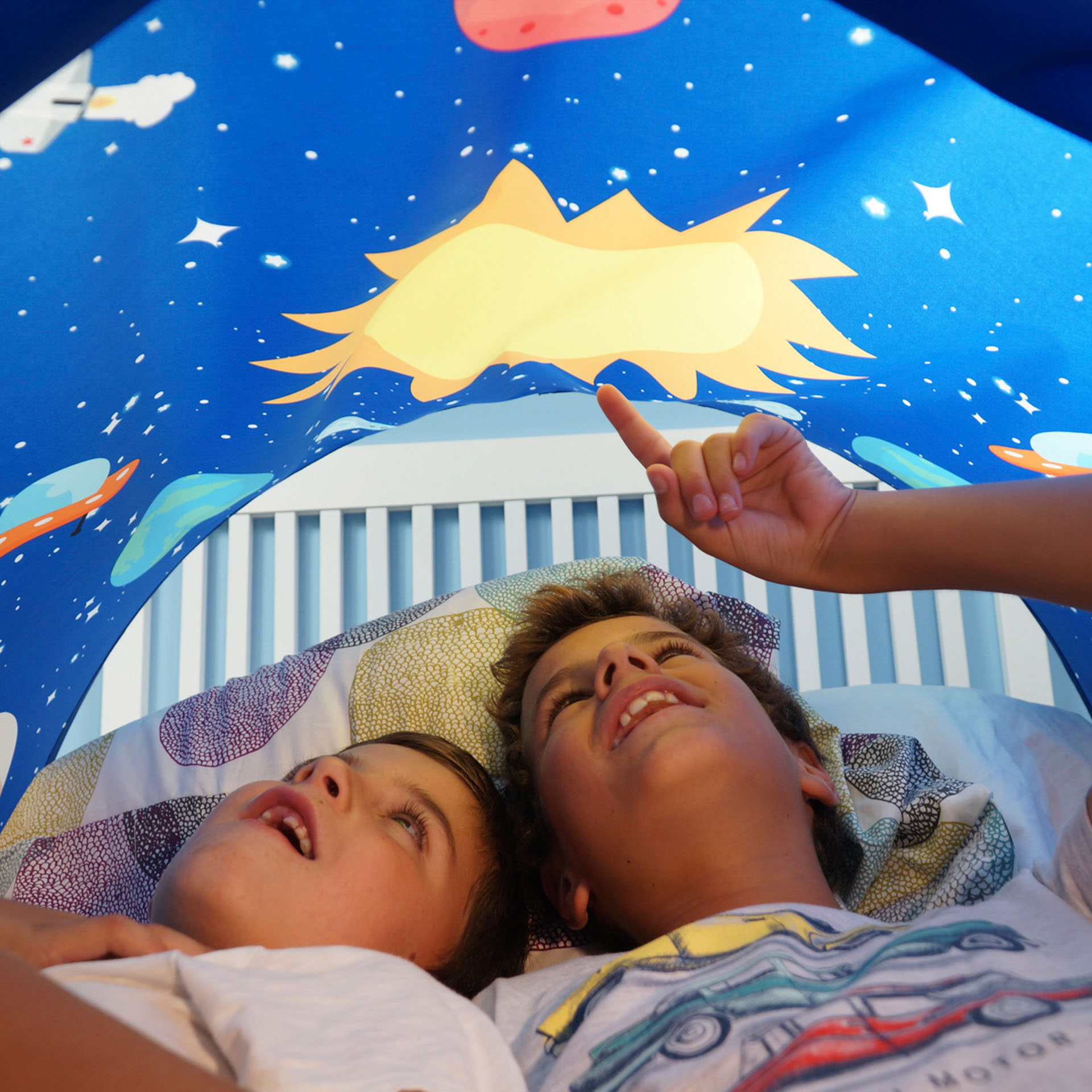 Tenda pop up da letto blu, , large