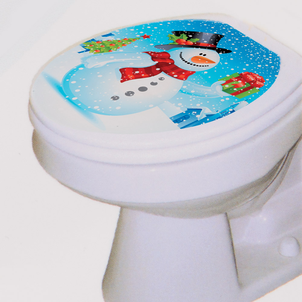 Decorazione adesiva wc pupazzo di neve, , large